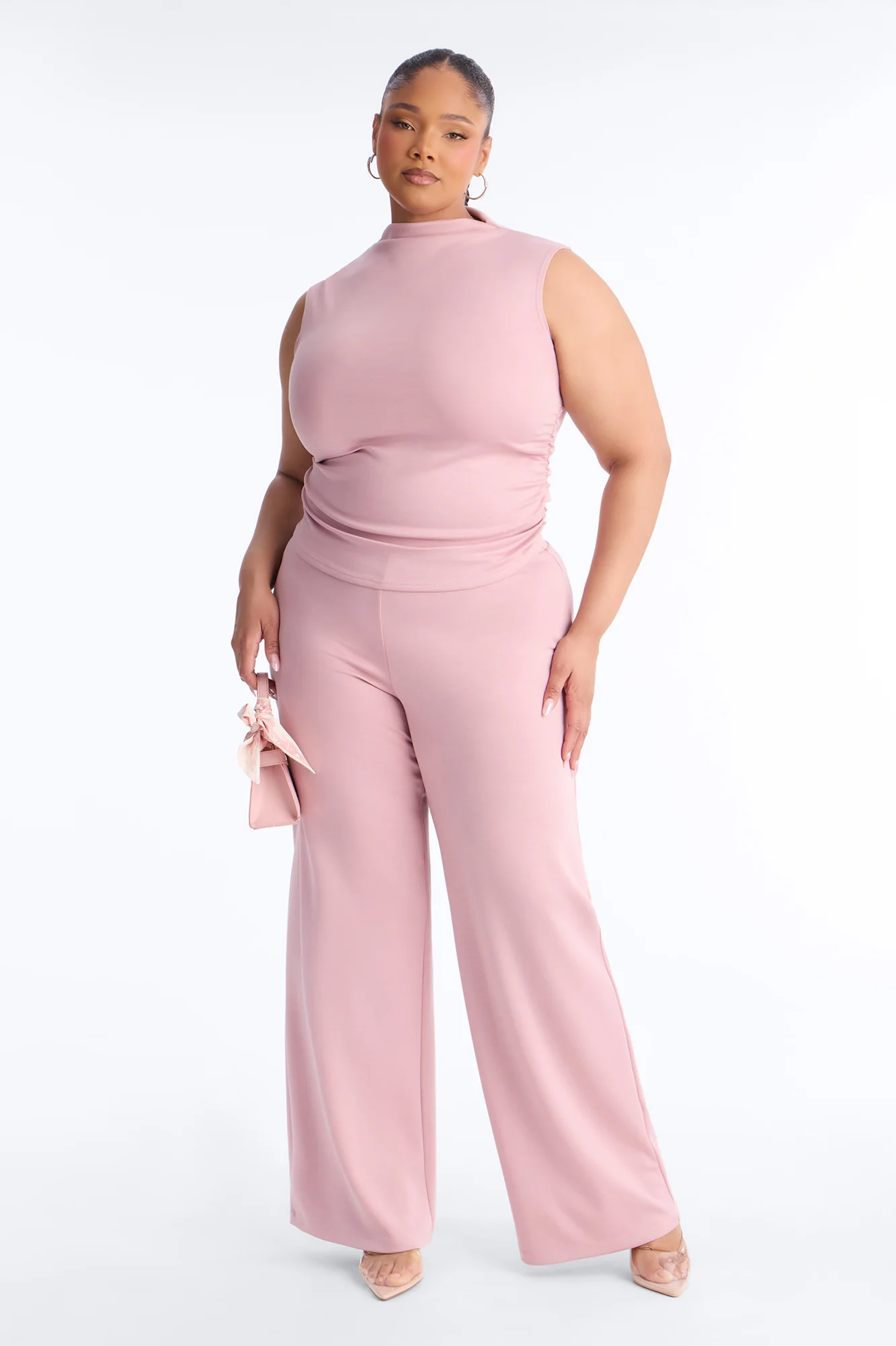 Kiana Sleeveless Mock Neck Pant Set - Mauve - Image 5