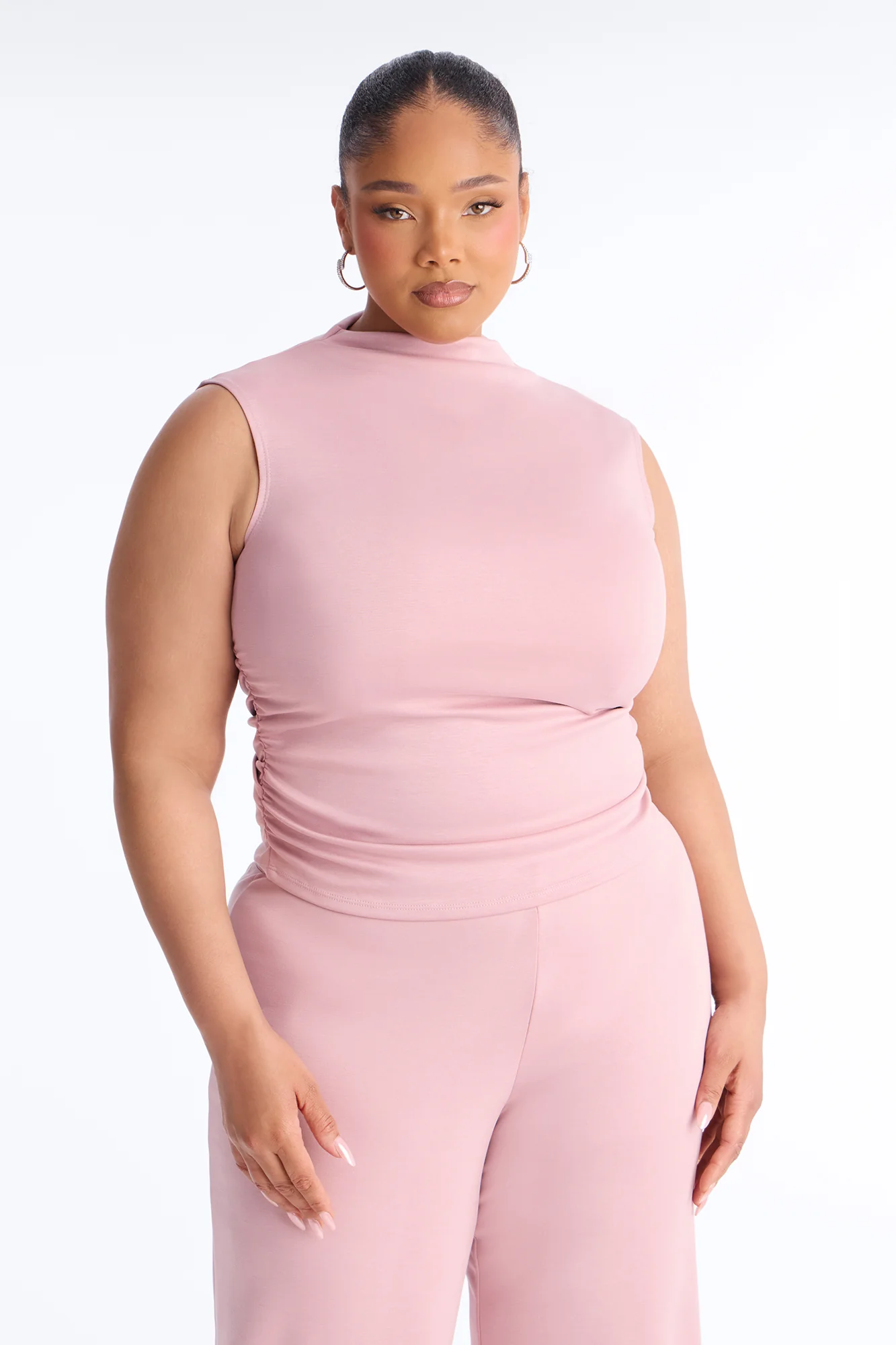 Kiana Sleeveless Mock Neck Pant Set - Mauve - Image 6
