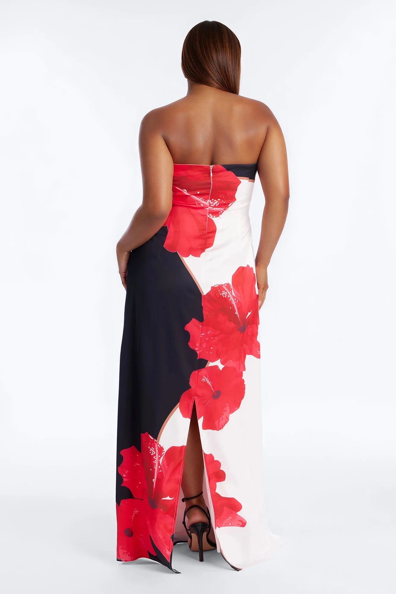 Kianna Strapless Satin Maxi Dress - Red/combo - Image 6
