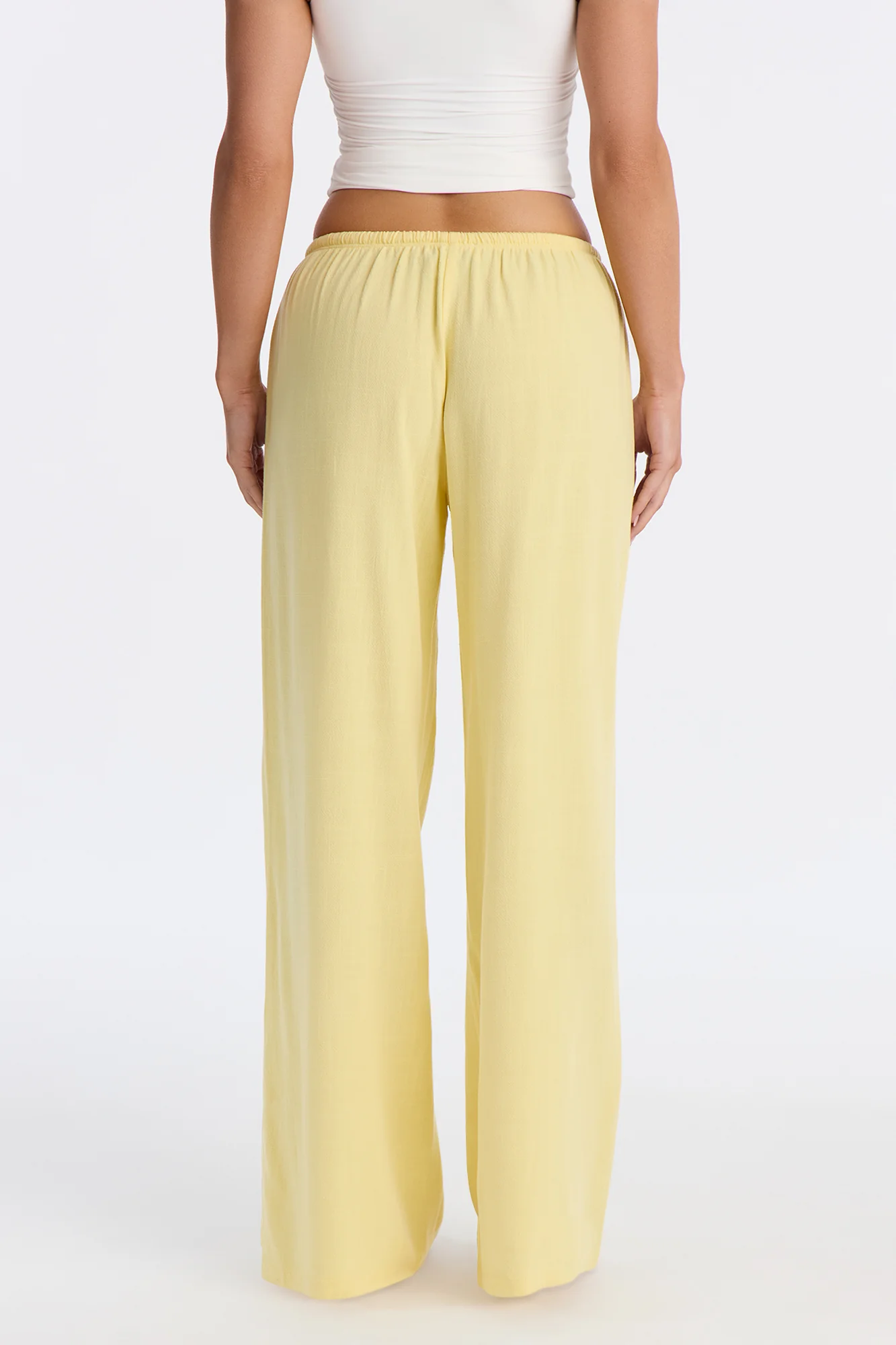 Kienna Low Rise Linen Wide Leg Pant 30″ - Butter Yellow - Image 4