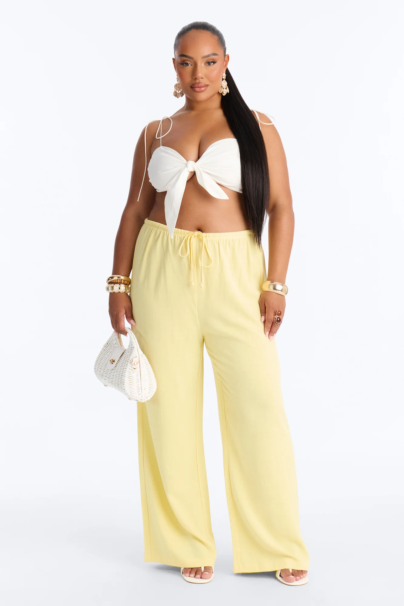 Kienna Low Rise Linen Wide Leg Pant 30″ - Butter Yellow - Image 5