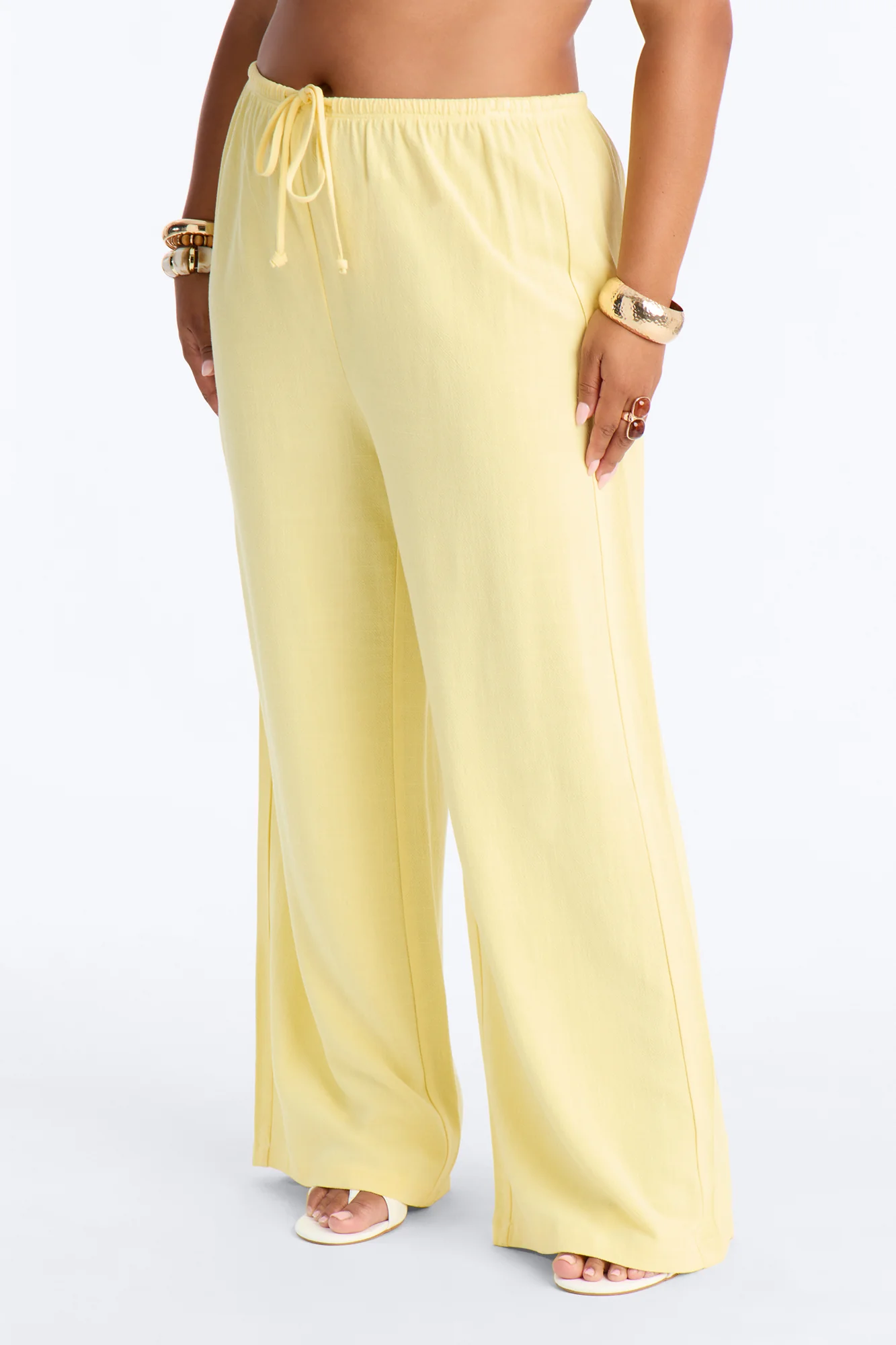 Kienna Low Rise Linen Wide Leg Pant 30″ - Butter Yellow - Image 6