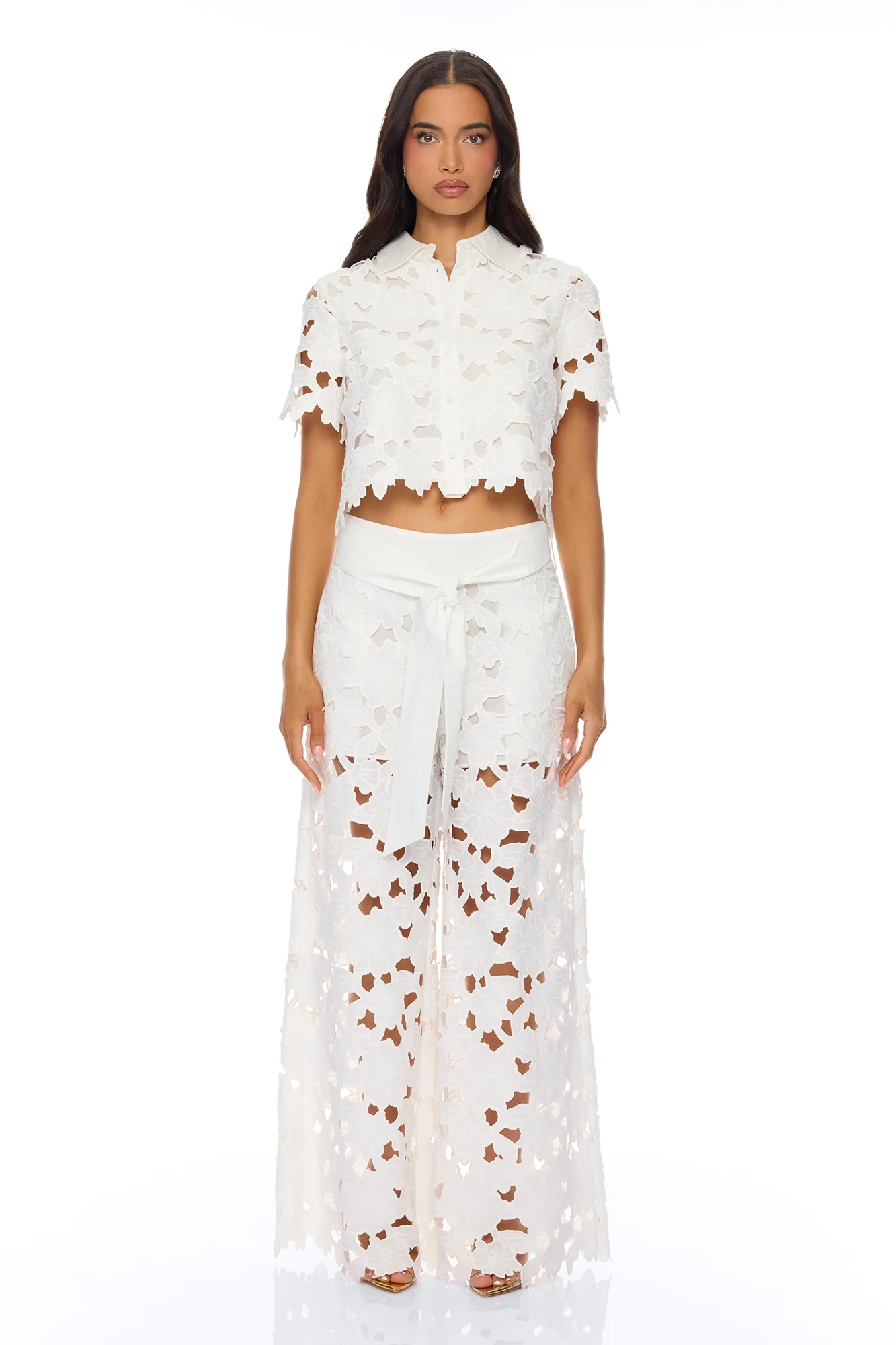 Kierra Short Sleeve Embroidered Top - White - Image 2