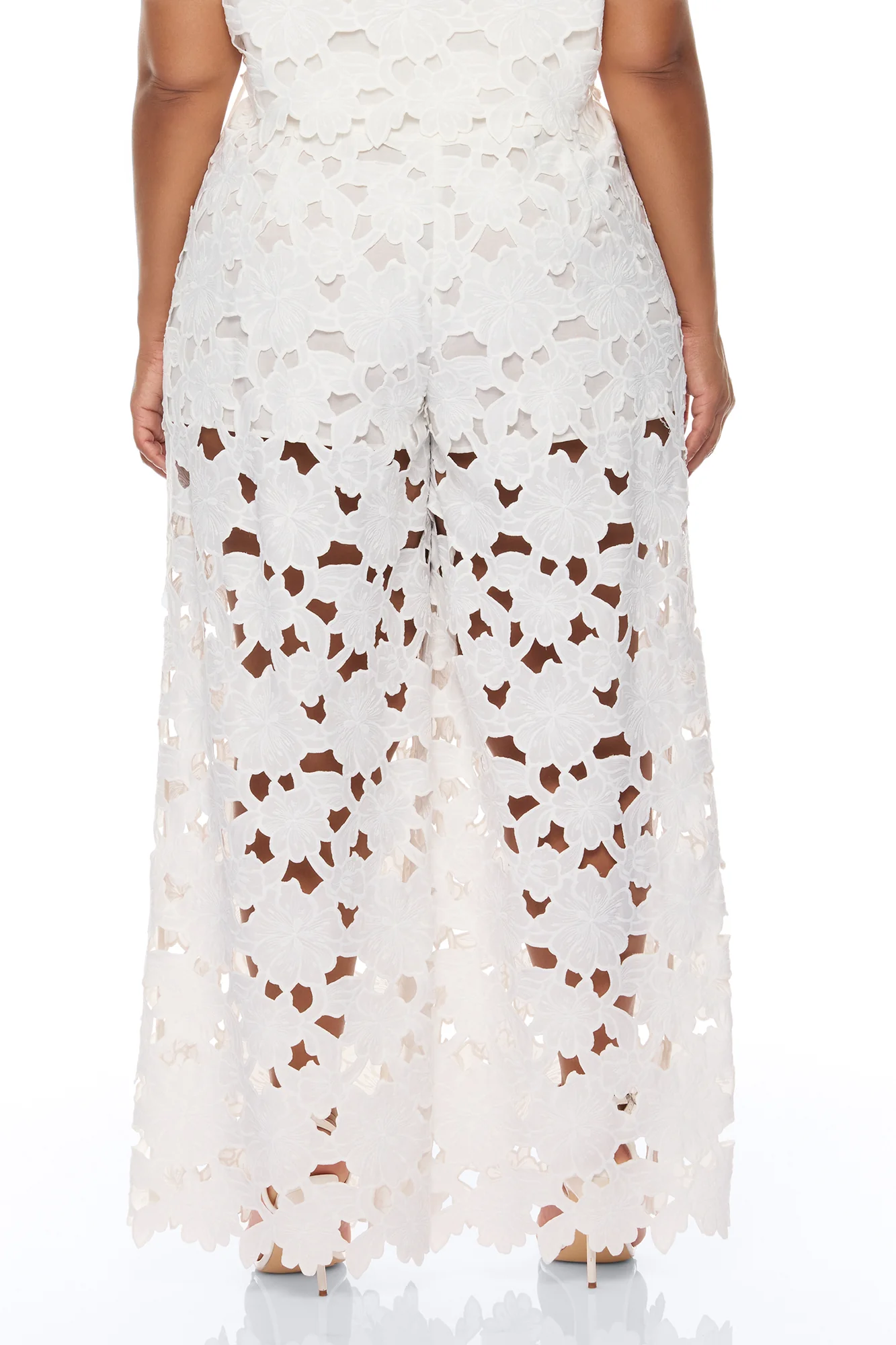 Kierra Wide Leg Embroidered Pant - White - Image 8
