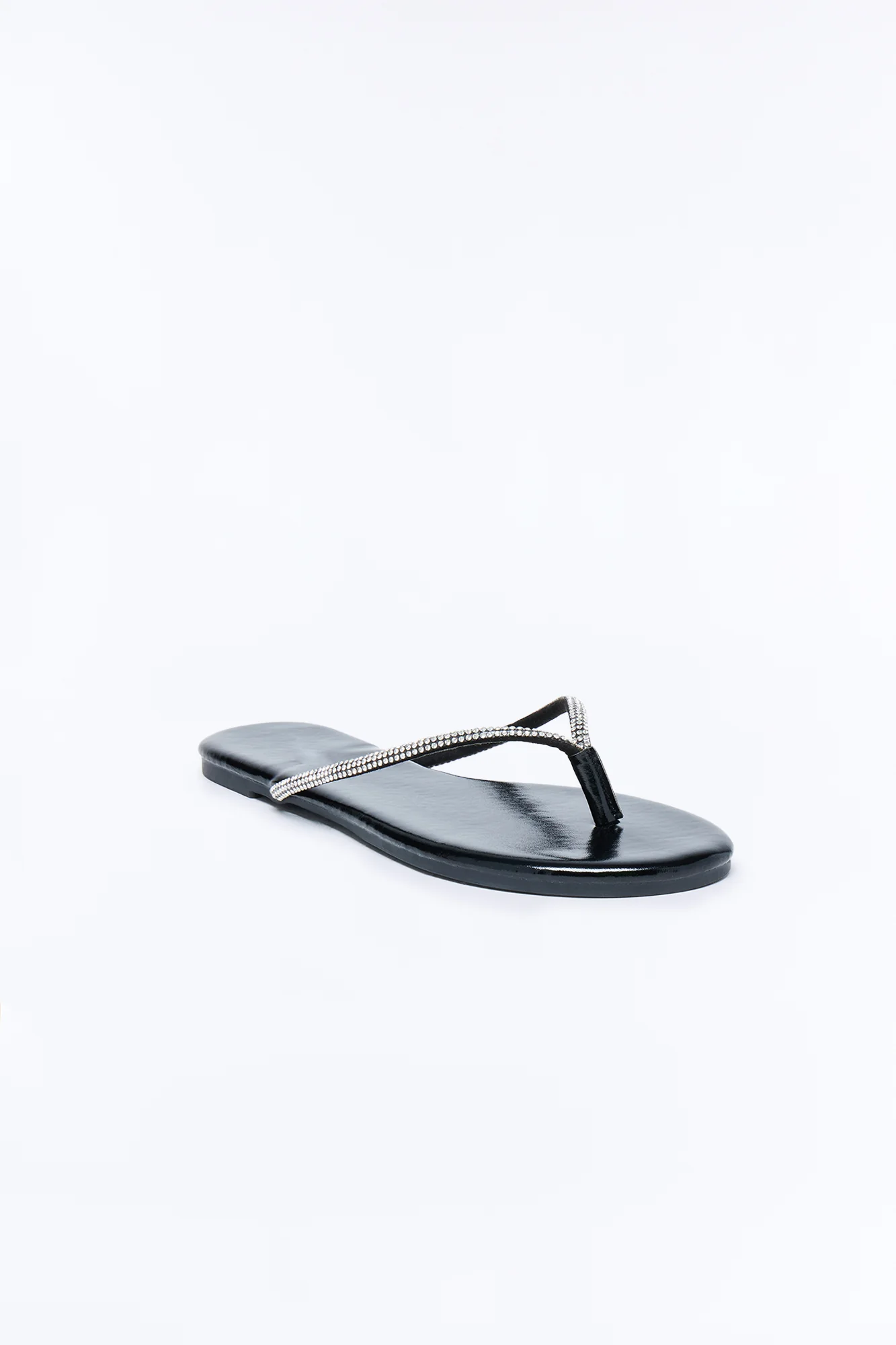 Kiko Rhinestone Trim Flip Flops - Black - Image 2