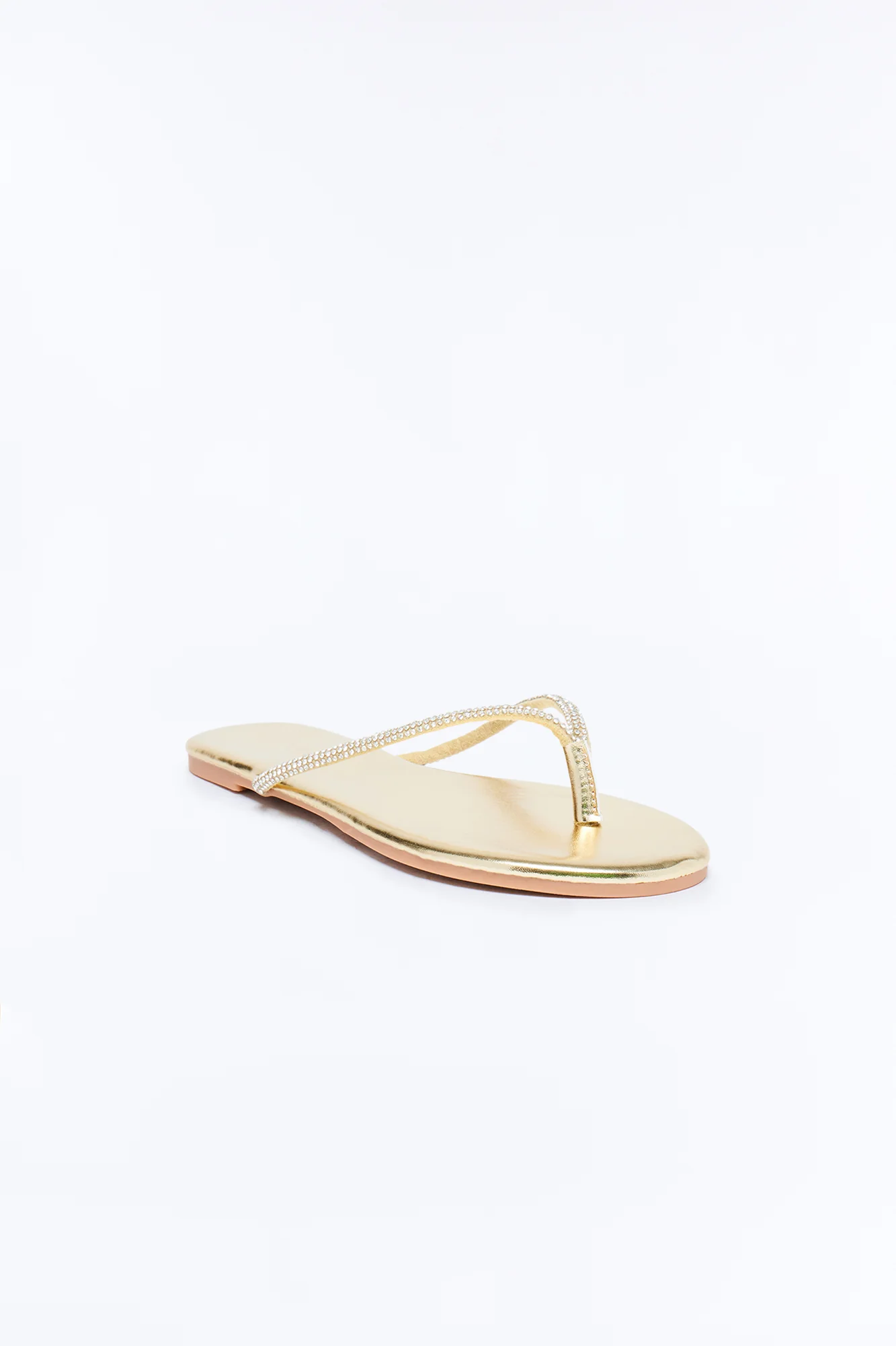 Kiko Rhinestone Trim Flip Flops - Gold - Image 2