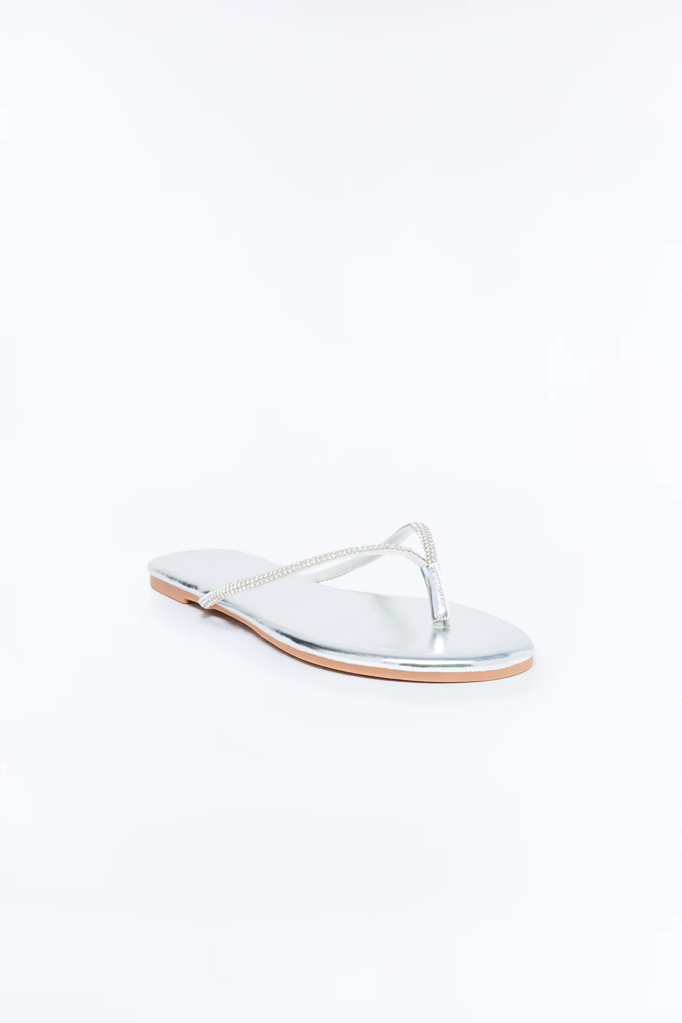 Kiko Rhinestone Trim Flip Flops - Silver - Image 3