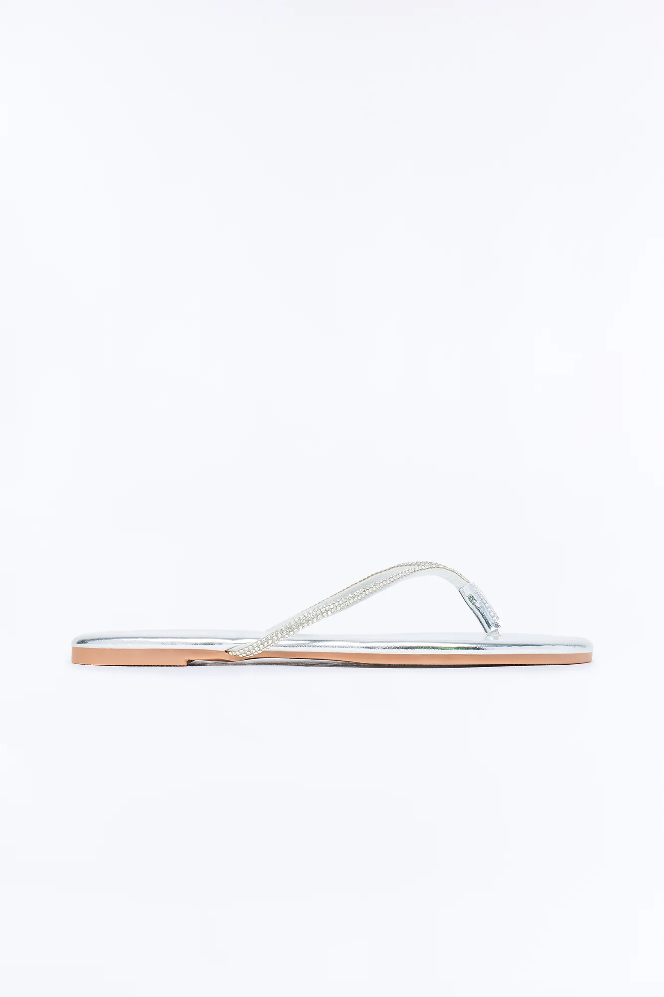 Kiko Rhinestone Trim Flip Flops - Silver - Image 5