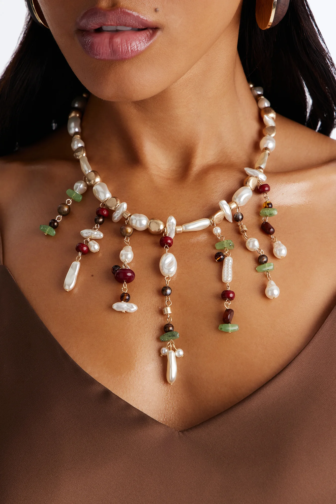 Kimberly Beaded Necklace - White/combo