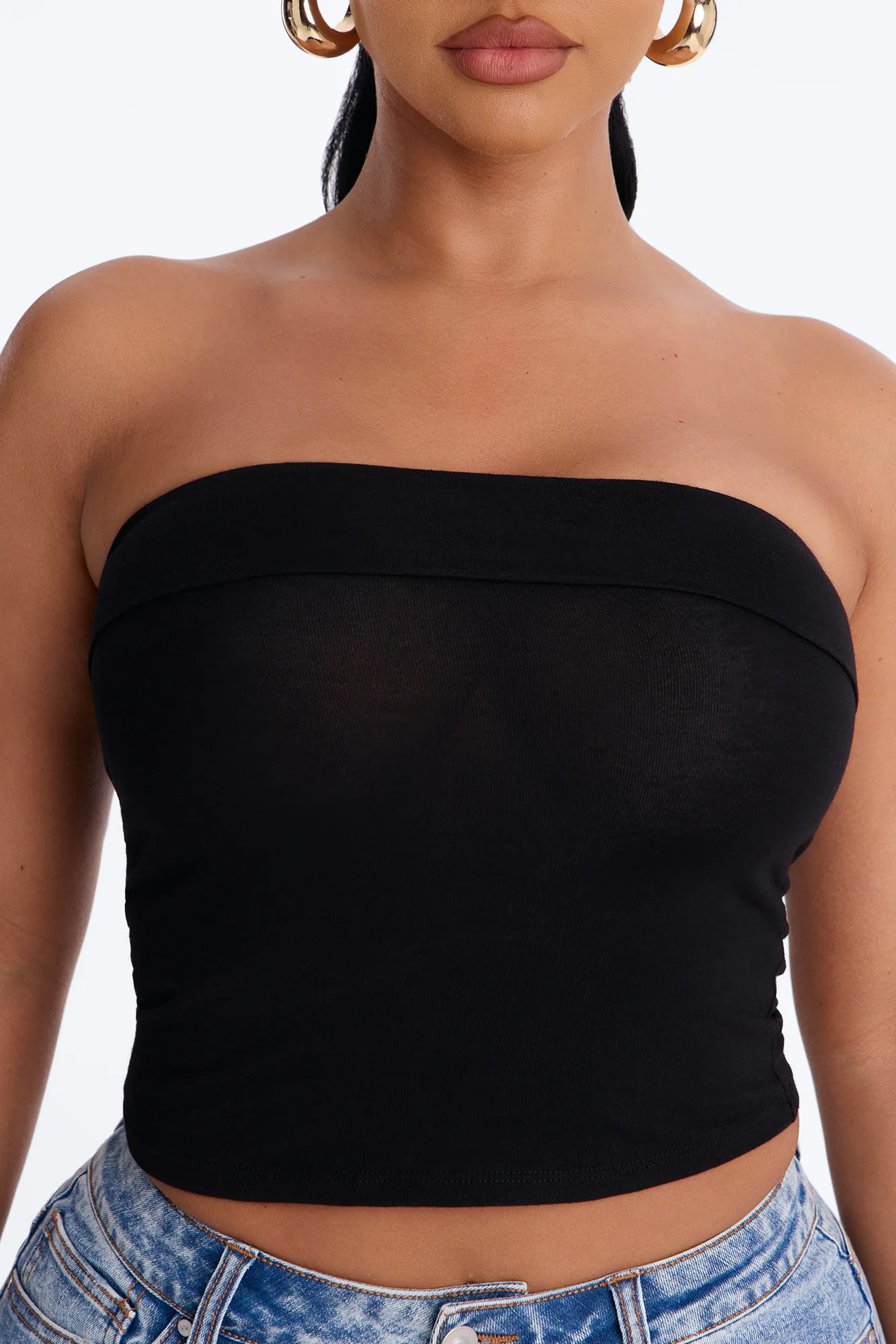 Kimberly Fold Over Tube Top - Black - Image 3