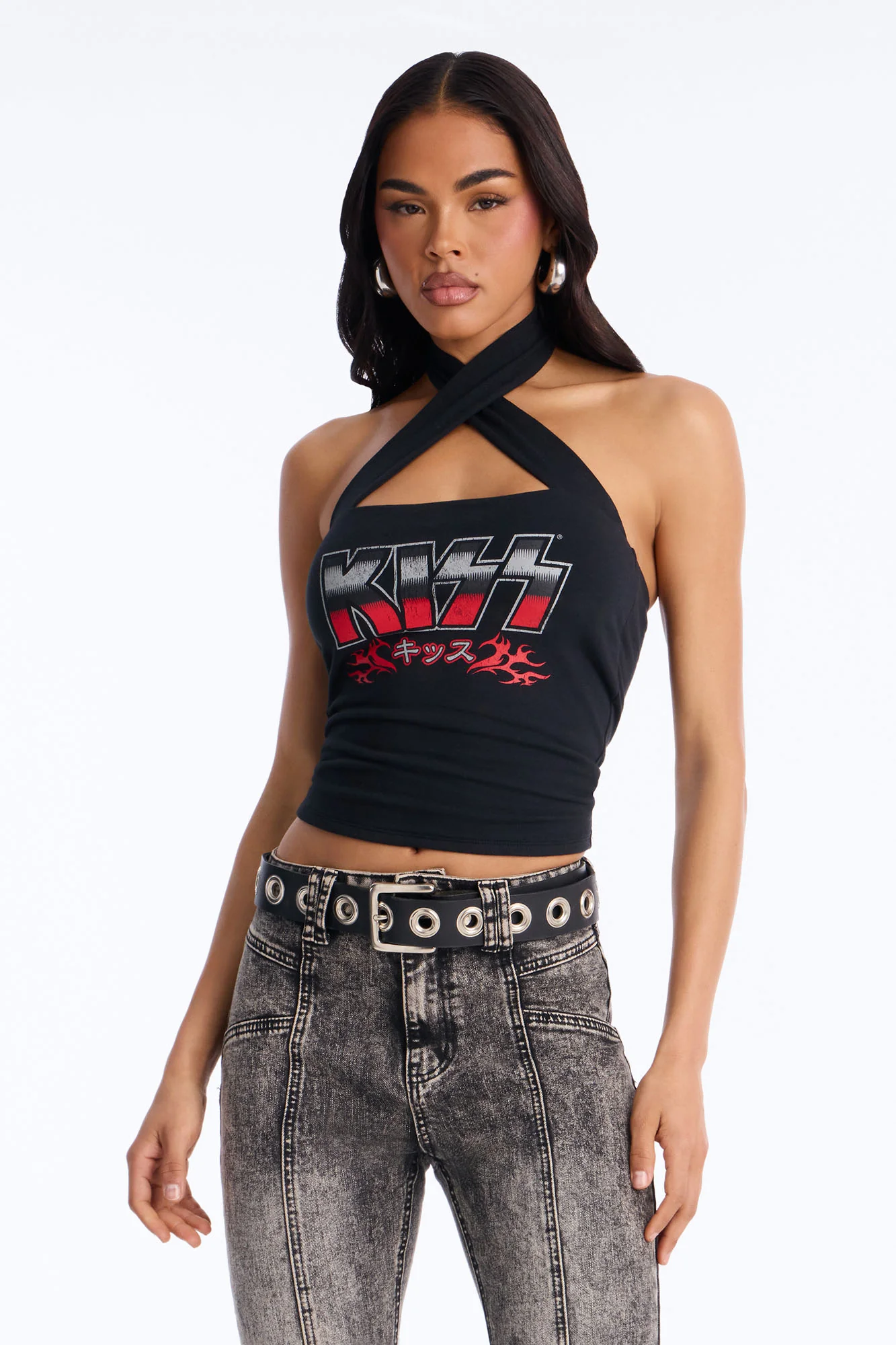 Kiss Criss Cross Halter Top - Black - Image 3