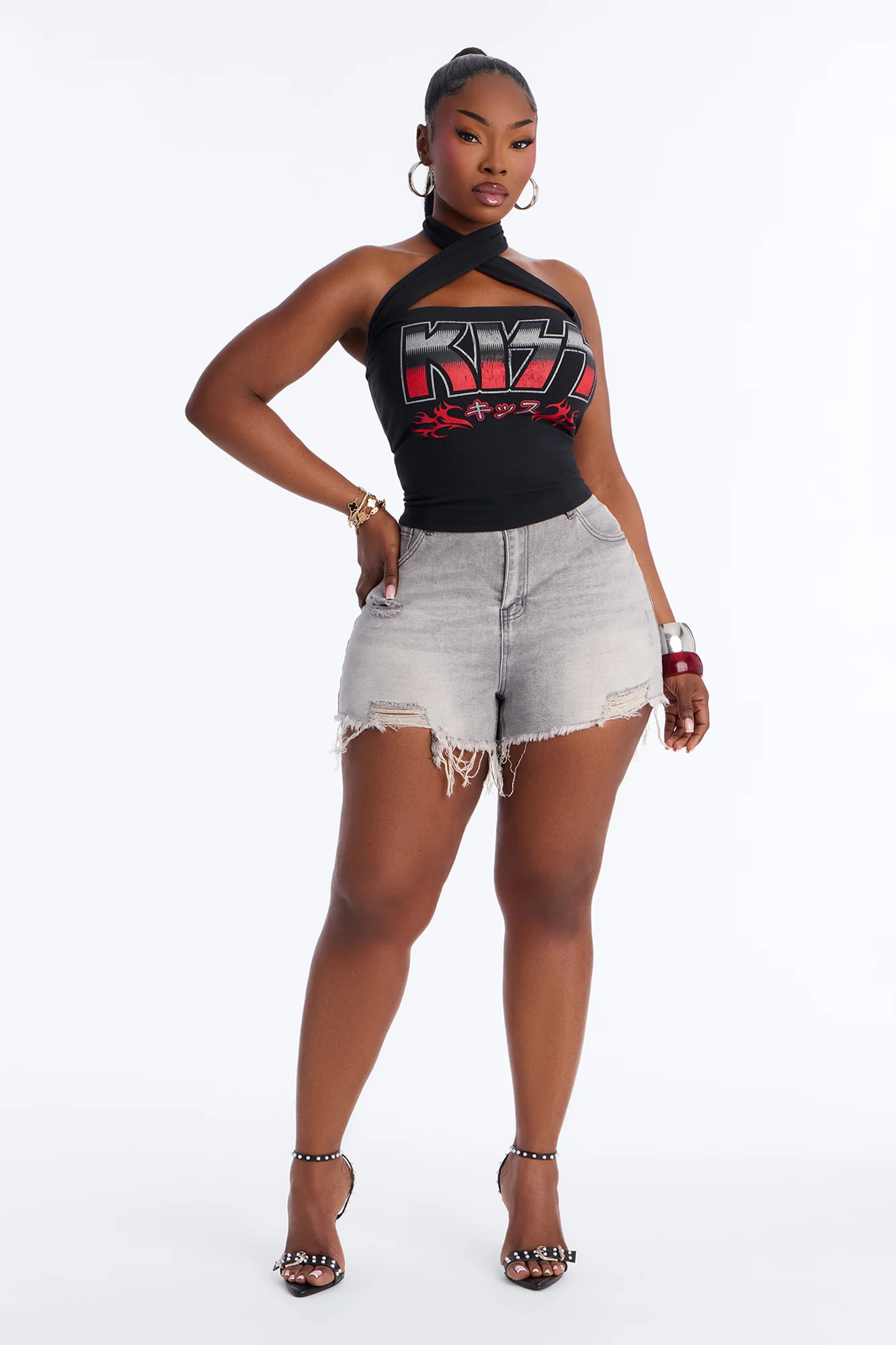 Kiss Criss Cross Halter Top - Black - Image 6