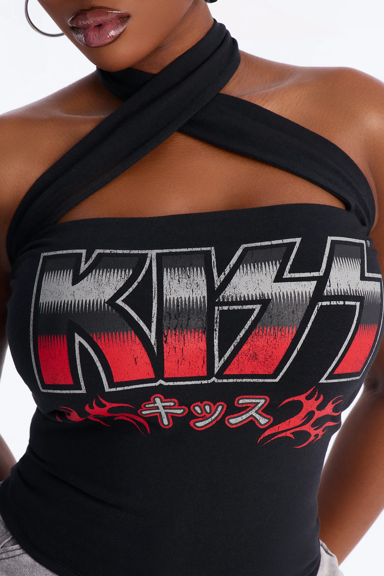 Kiss Criss Cross Halter Top - Black - Image 7
