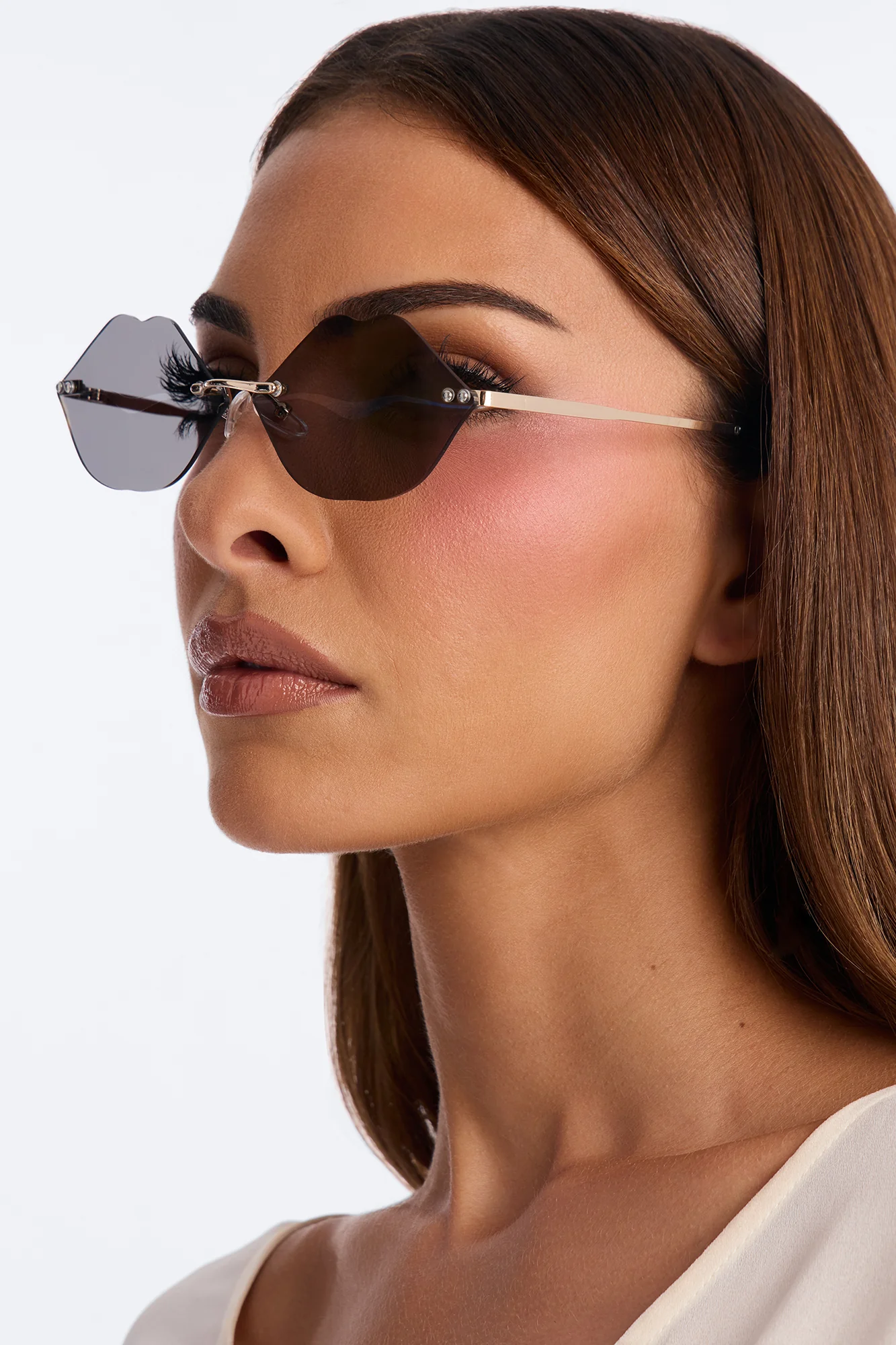 Kiss My Lips Sunglasses - Gold - Image 2