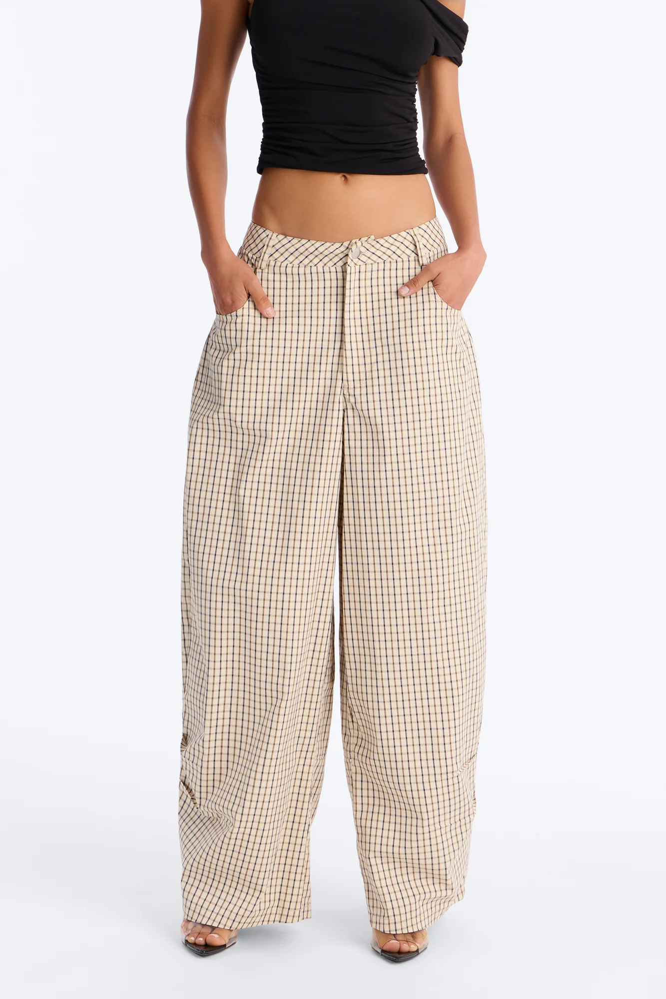 Kiyla Barrel Leg Mid Rise Pant - Sand/combo - Image 2