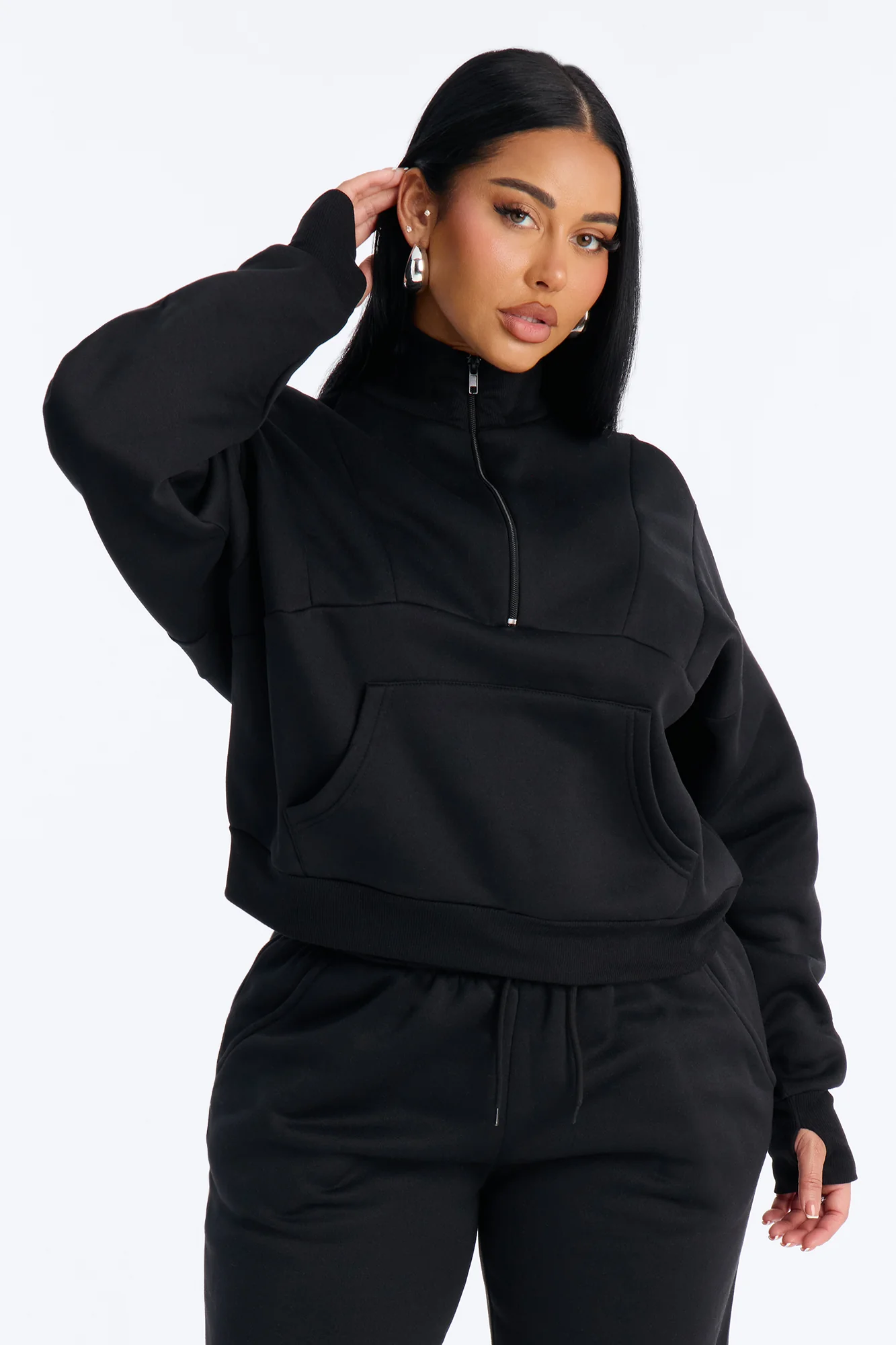 Kora Fleece Jogger Pant Set - Black - Image 2