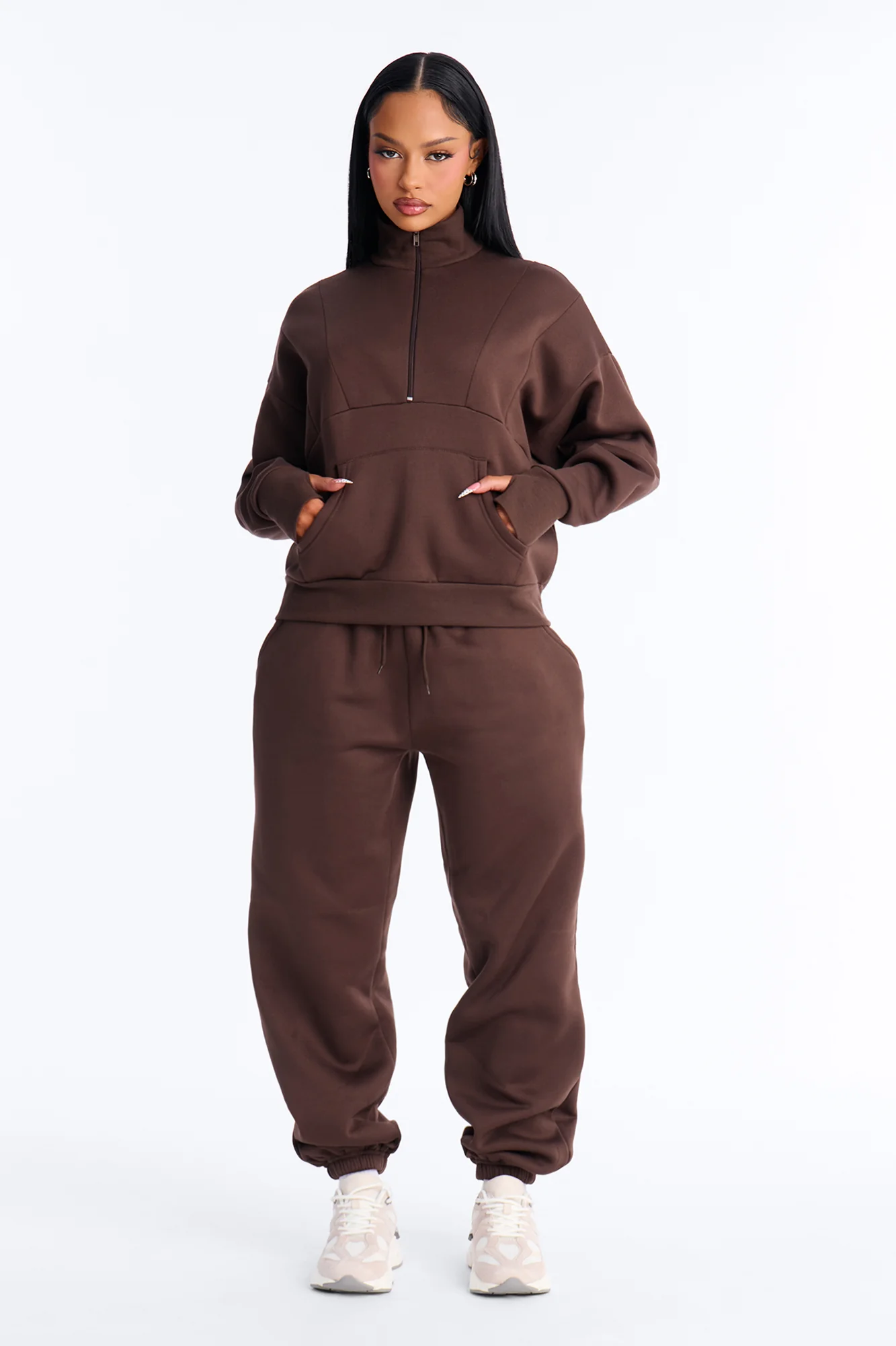 Kora Fleece Jogger Pant Set - Chocolate
