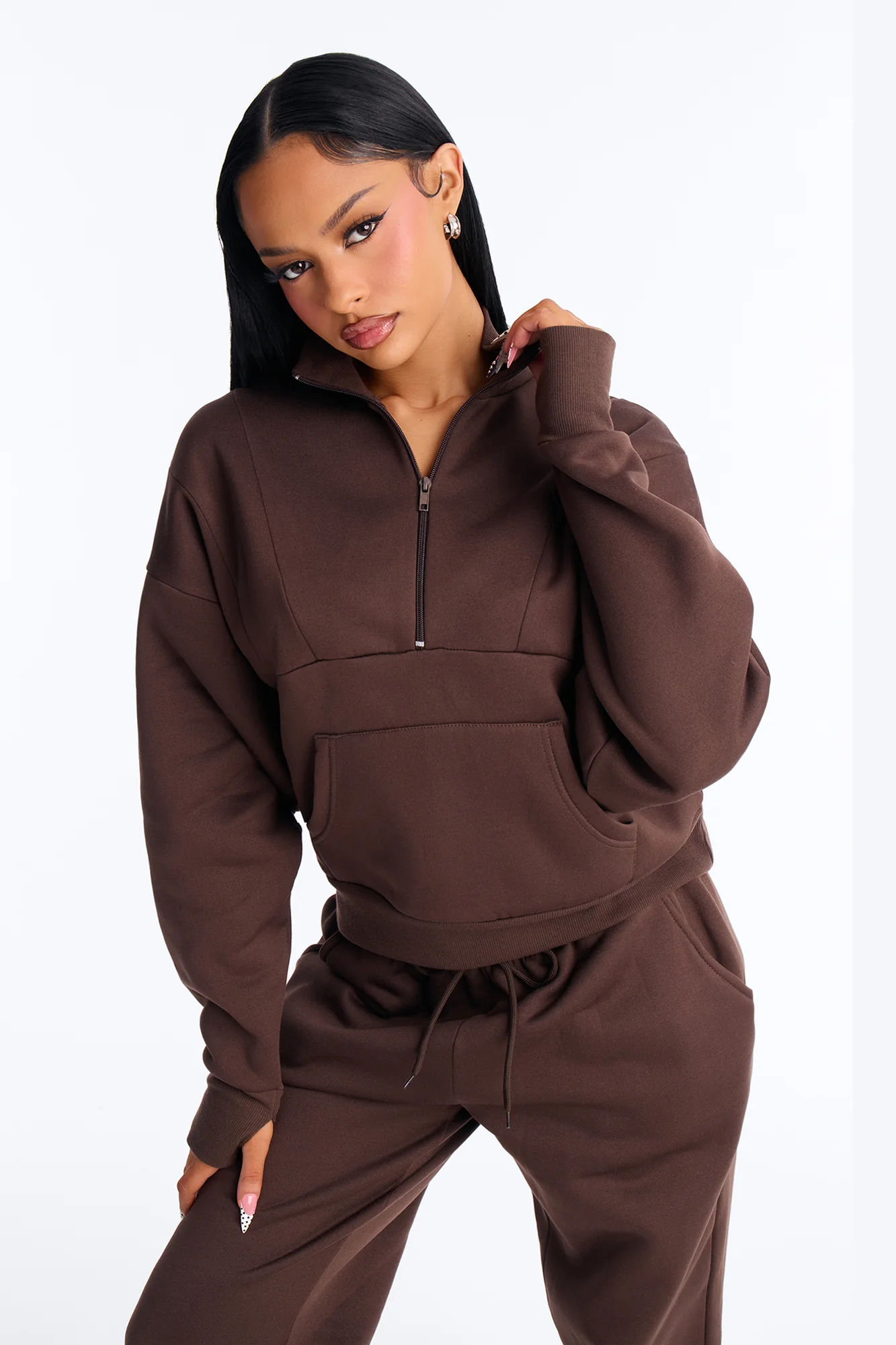 Kora Fleece Jogger Pant Set - Chocolate - Image 2