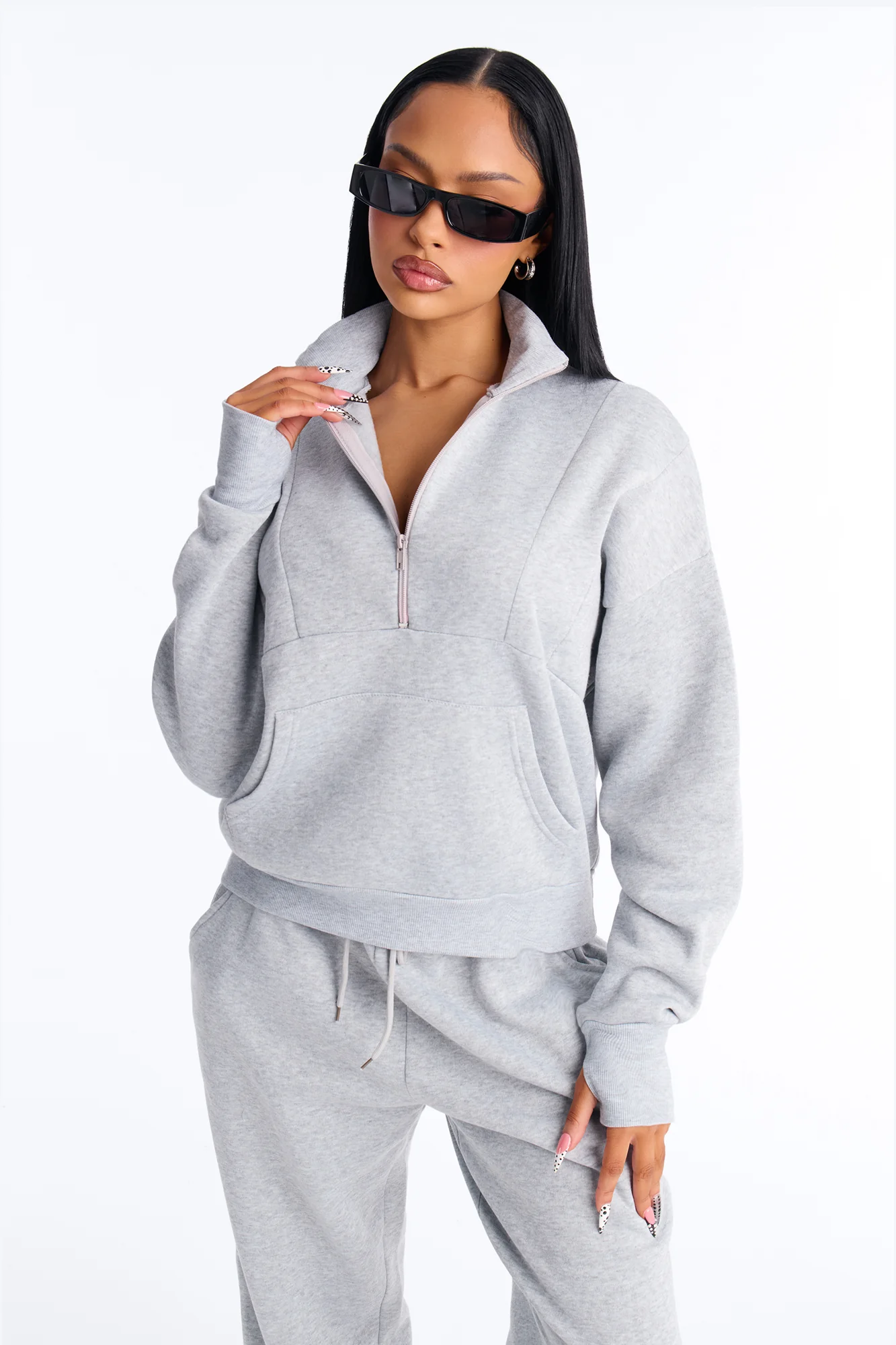Kora Fleece Jogger Pant Set - Heather Grey - Image 2