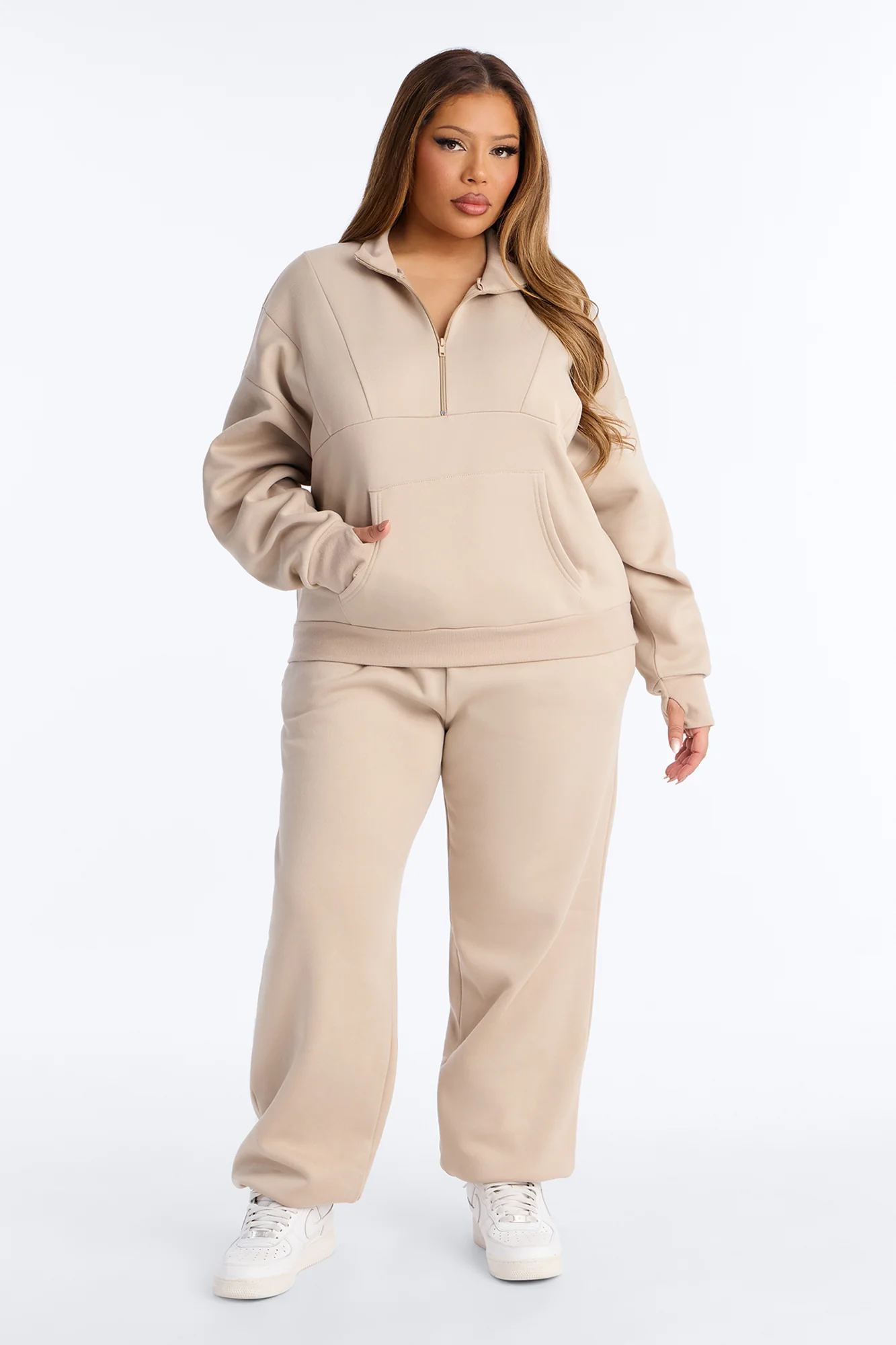 Kora Fleece Jogger Pant Set - Taupe - Image 4
