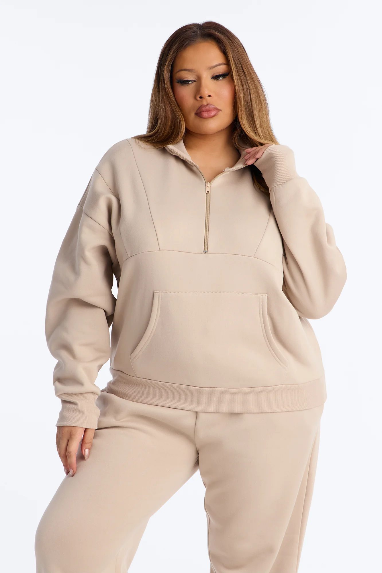 Kora Fleece Jogger Pant Set - Taupe - Image 5