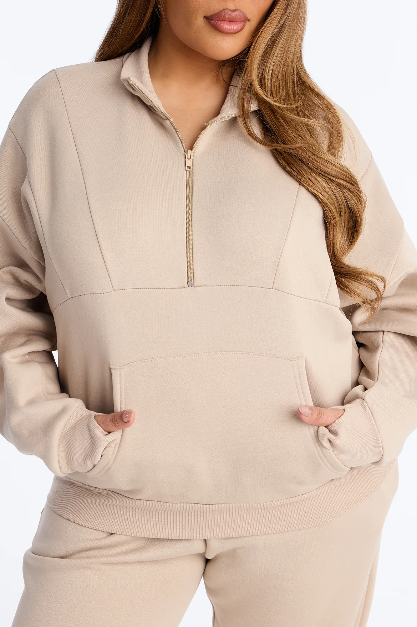 Kora Fleece Jogger Pant Set - Taupe - Image 6