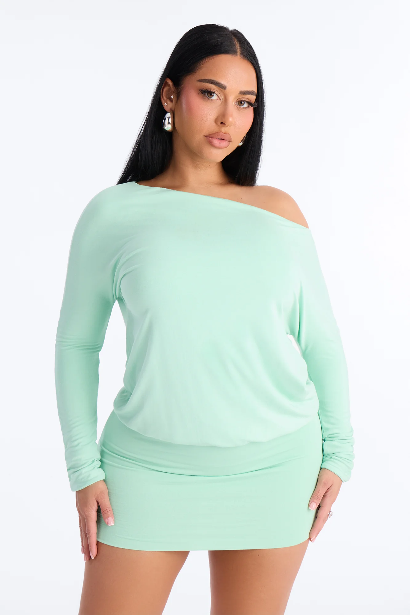 Kora Long Sleeve Mini Dress - Mint - Image 2