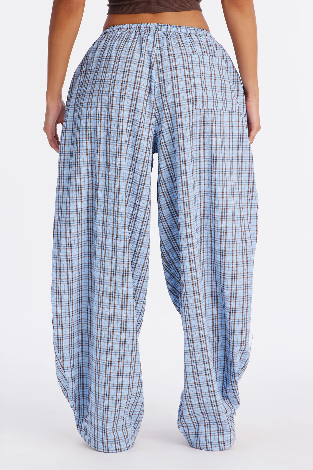 Kori Mid Rise Plaid Wide Leg Pant 31″ - Blue/combo - Image 4