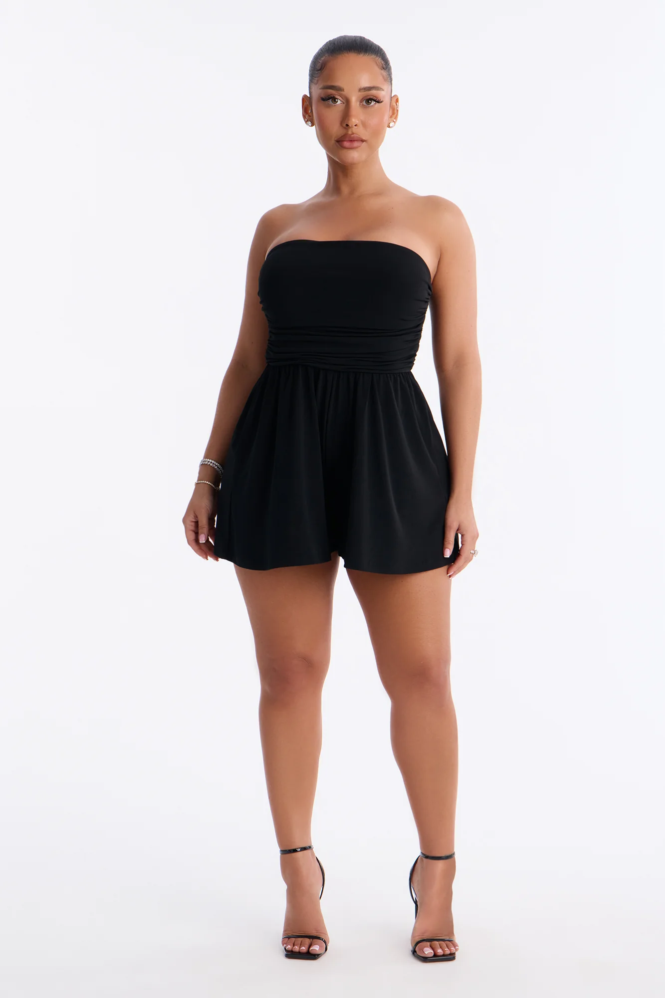 Krisha Strapless Flowy Romper - Black - Image 2