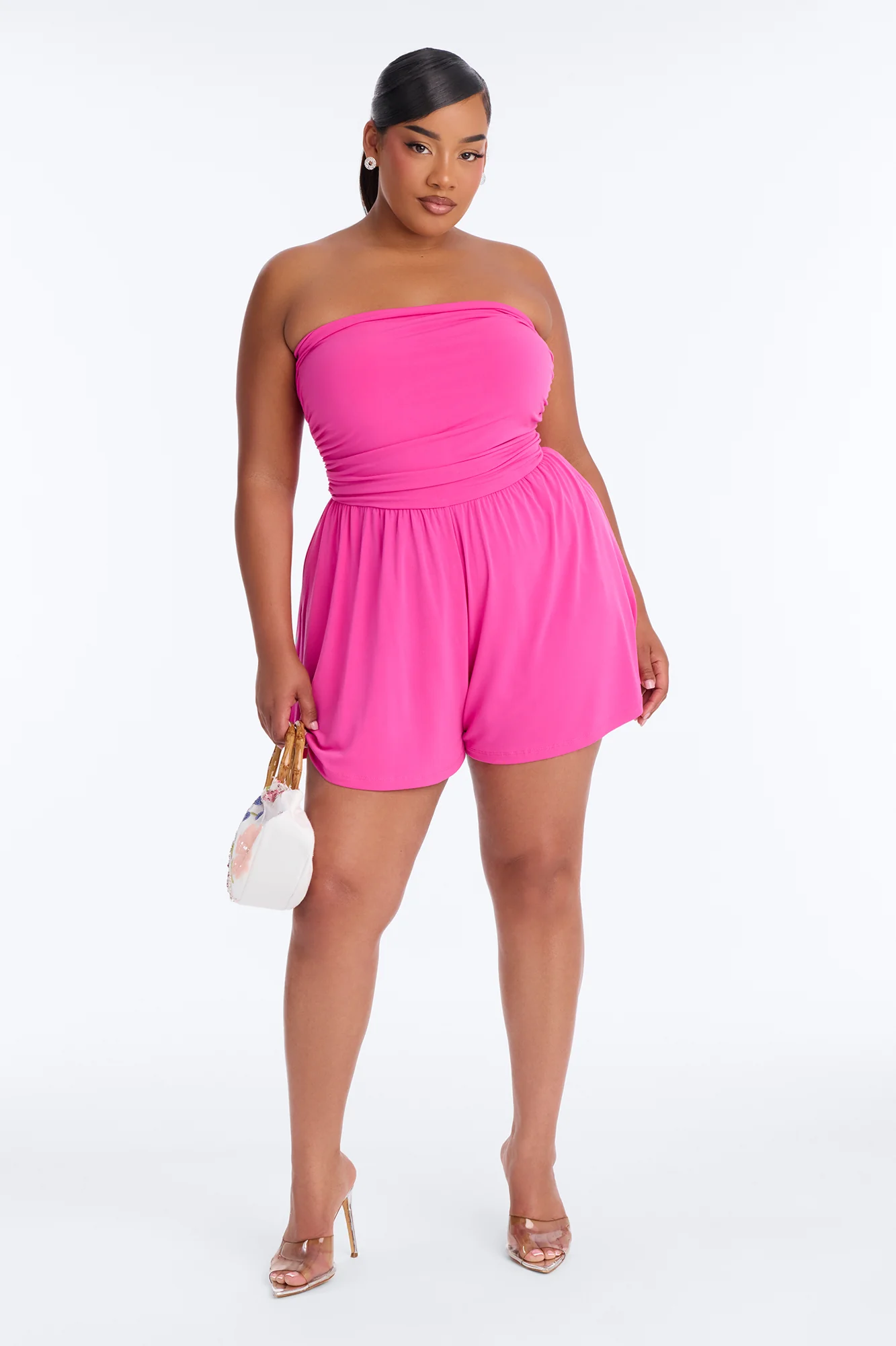 Krisha Strapless Flowy Romper - Pink - Image 5