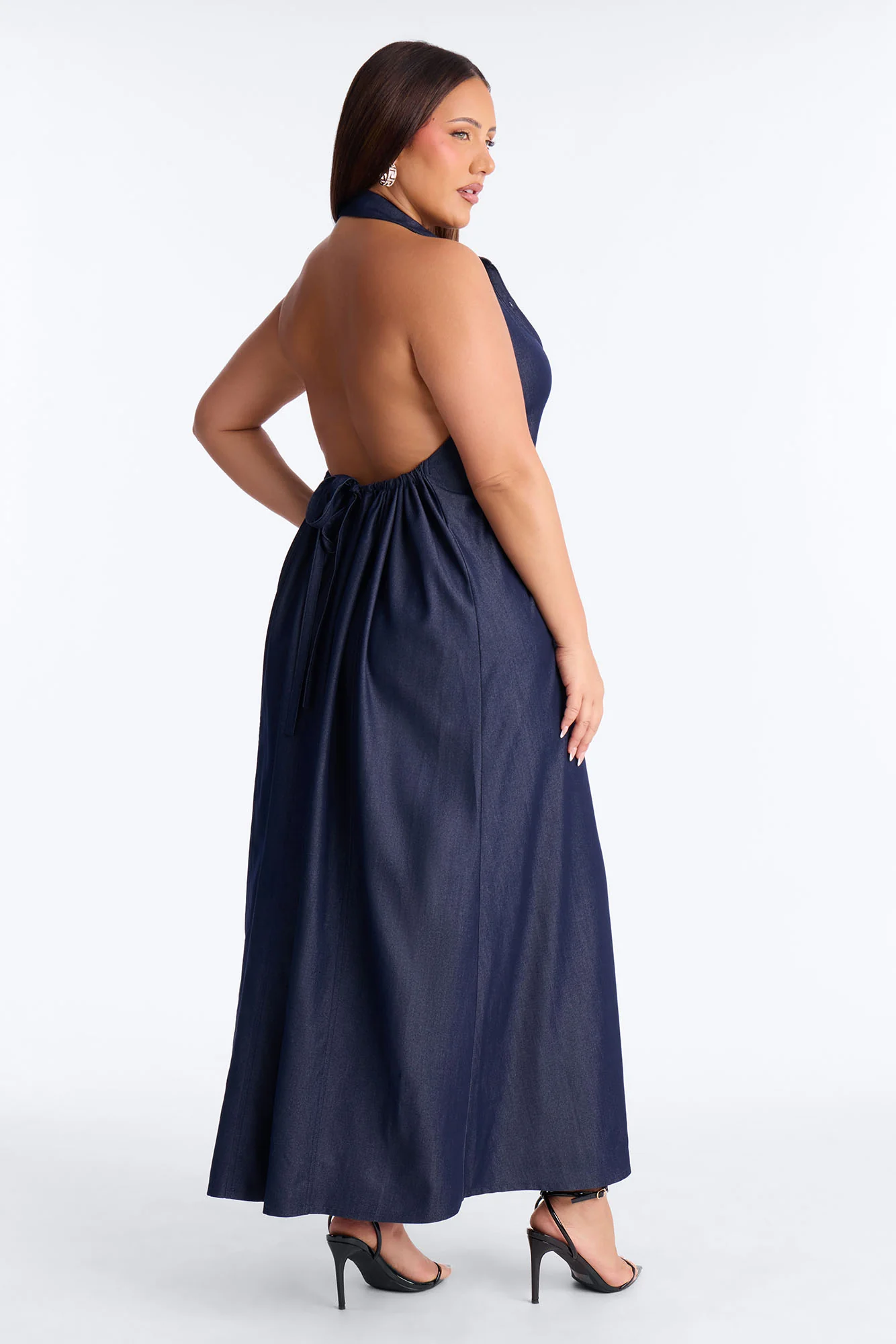 Kristi Halter Denim Maxi Dress - Dark Denim - Image 7