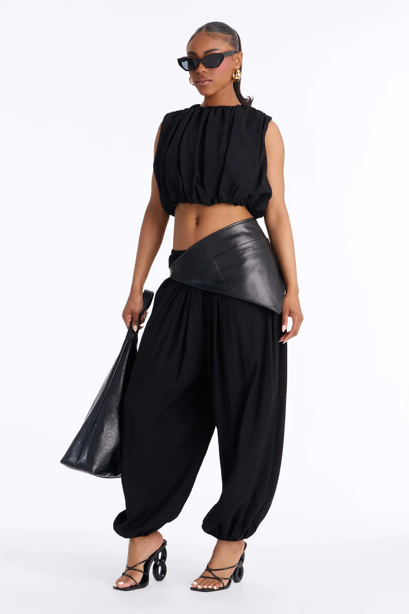 Kristina 3 Piece Balloon Pant Set - Black