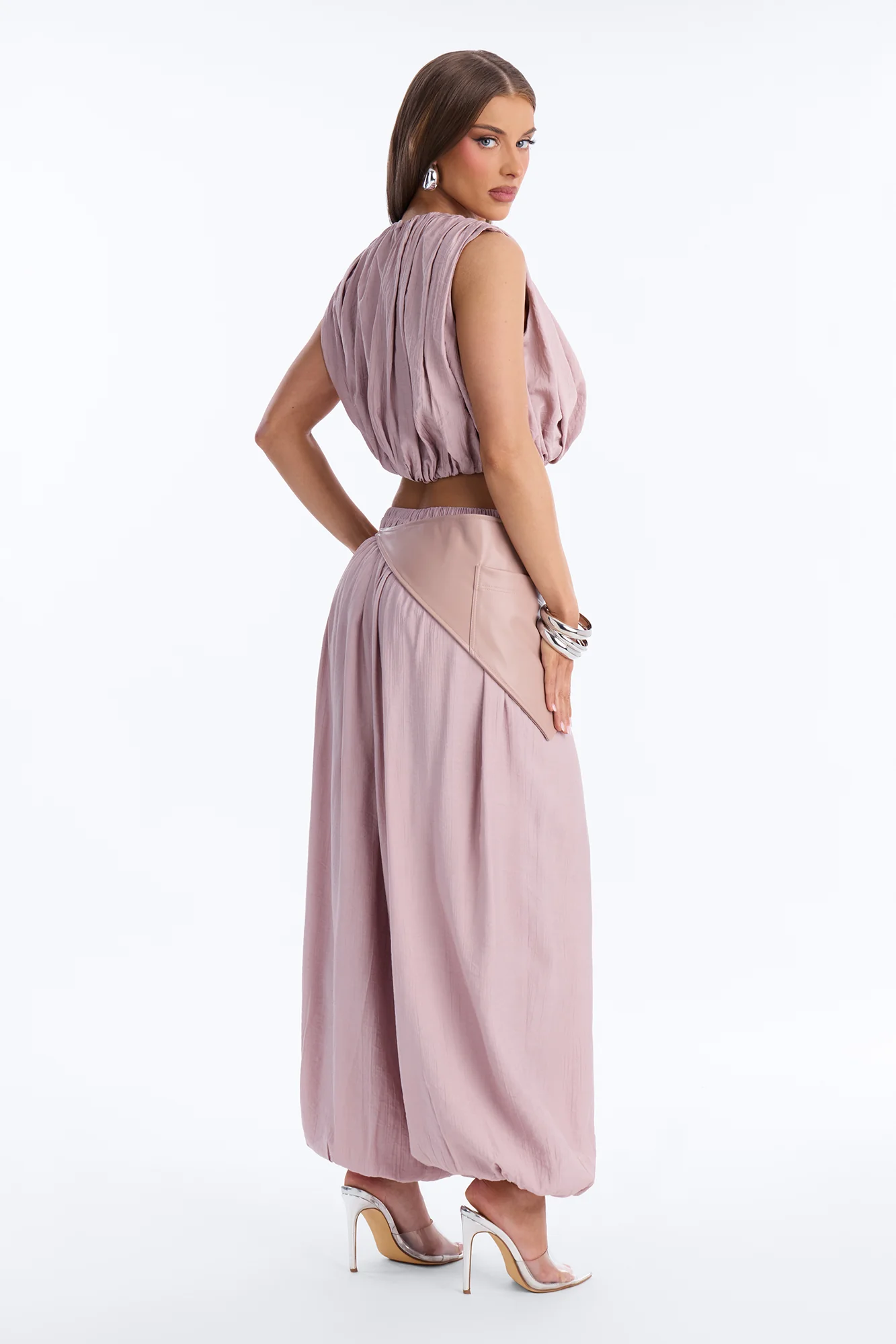 Kristina 3 Piece Balloon Pant Set - Mauve - Image 4