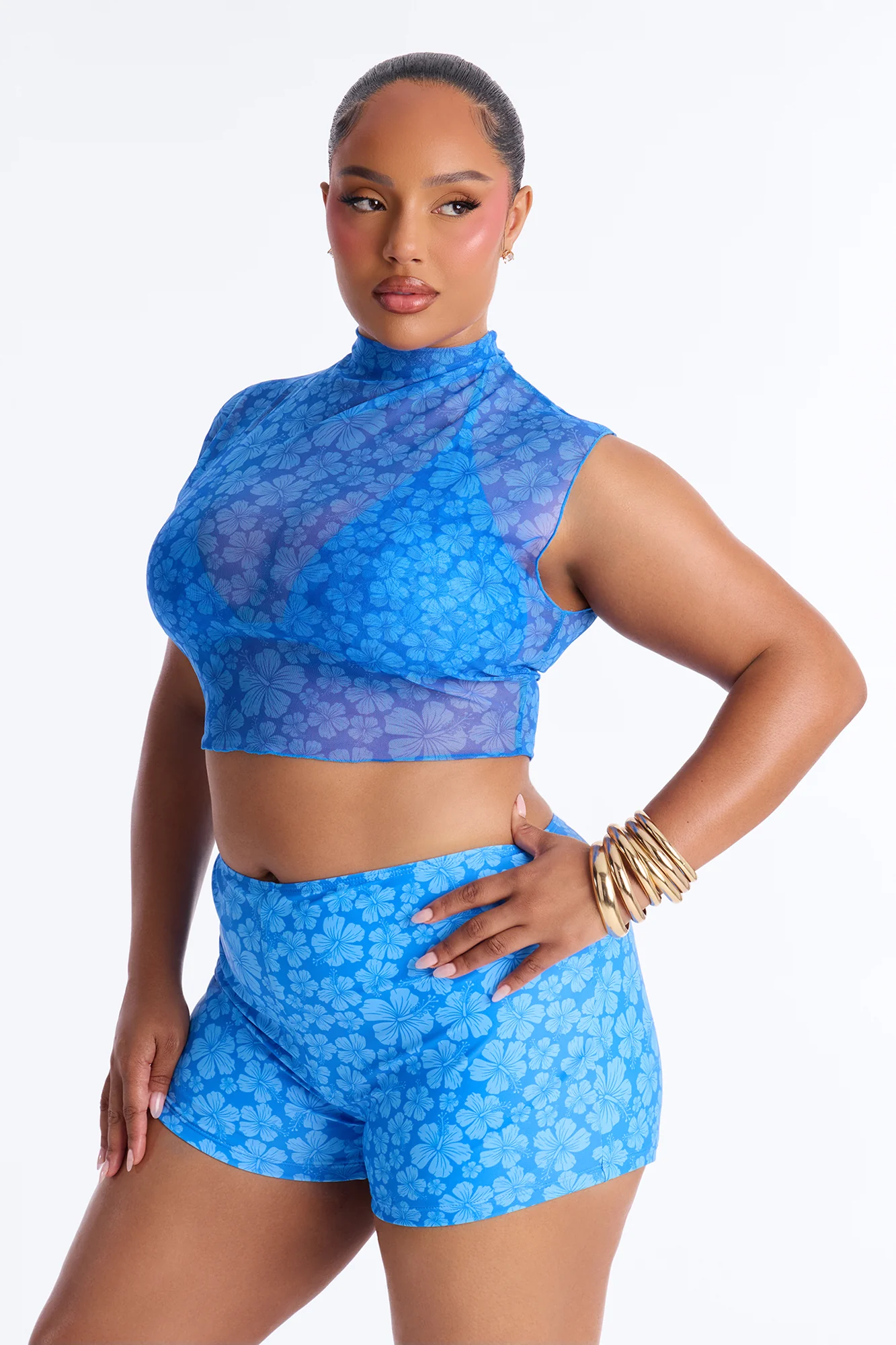 Kristy Floral 3 Piece Bikini Set - Blue/combo - Image 4