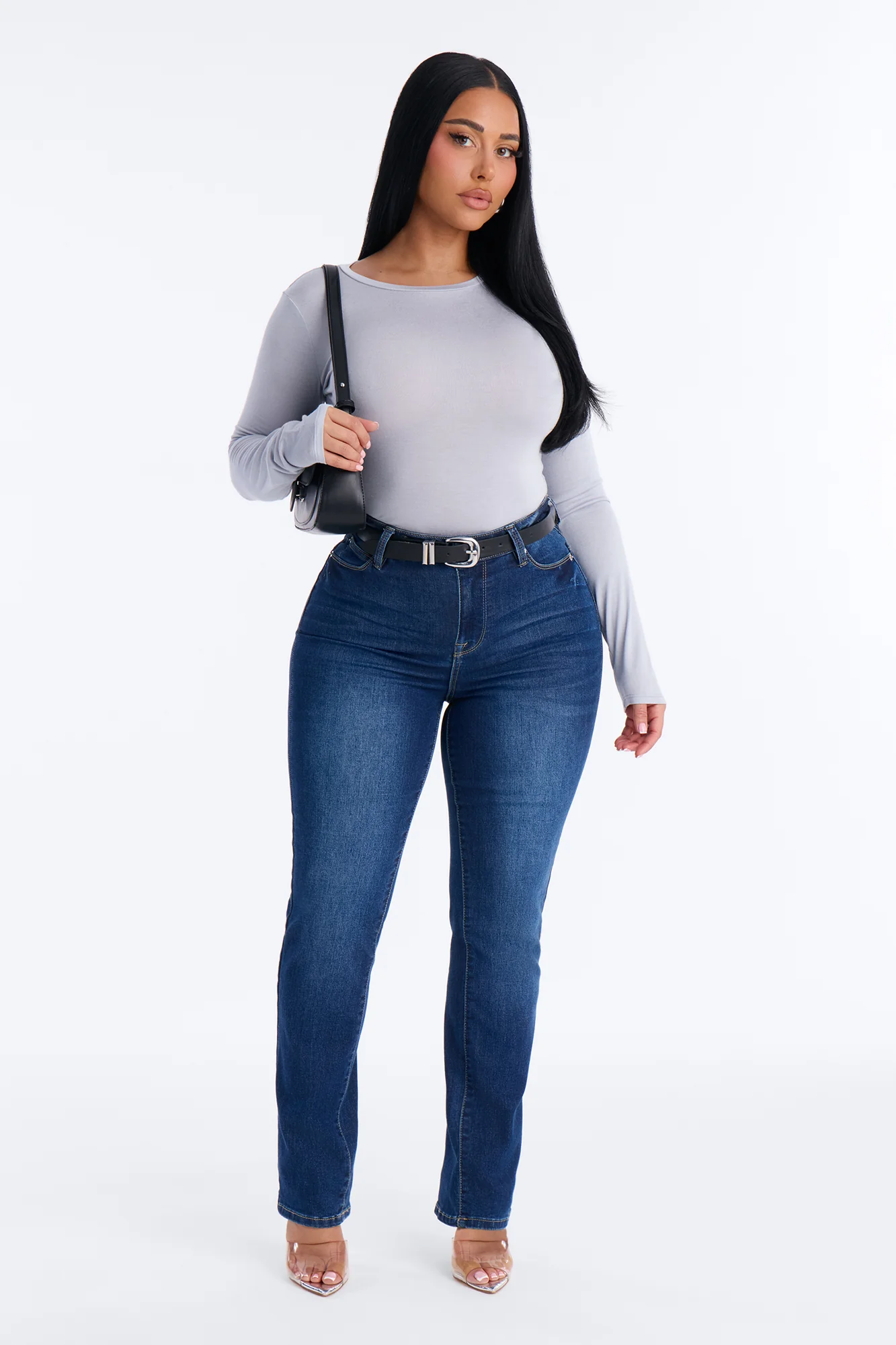 Krystal Crew Neck Long Sleeve Bodysuit - Dusty Blue - Image 2