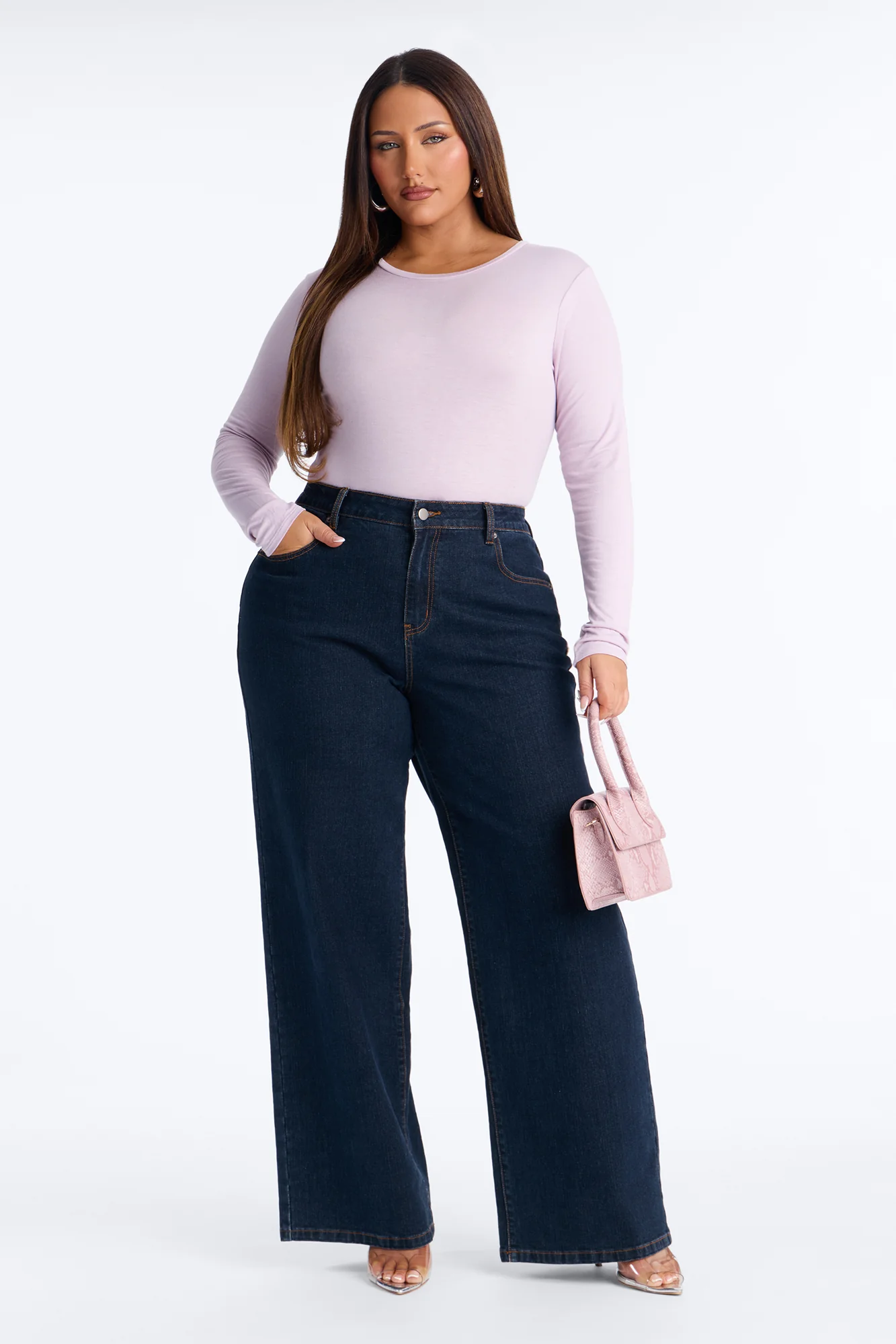 Krystal Crew Neck Long Sleeve Bodysuit - Lilac - Image 7