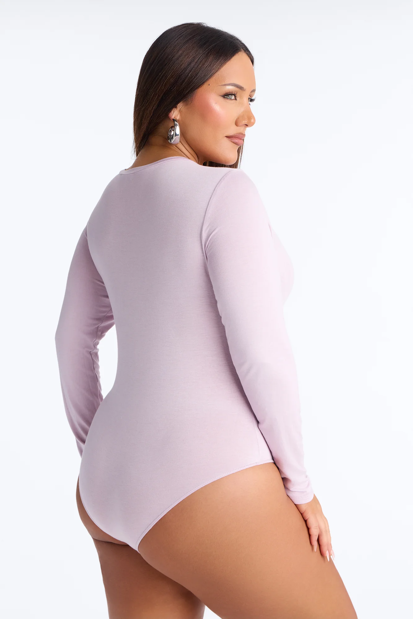 Krystal Crew Neck Long Sleeve Bodysuit - Lilac - Image 9