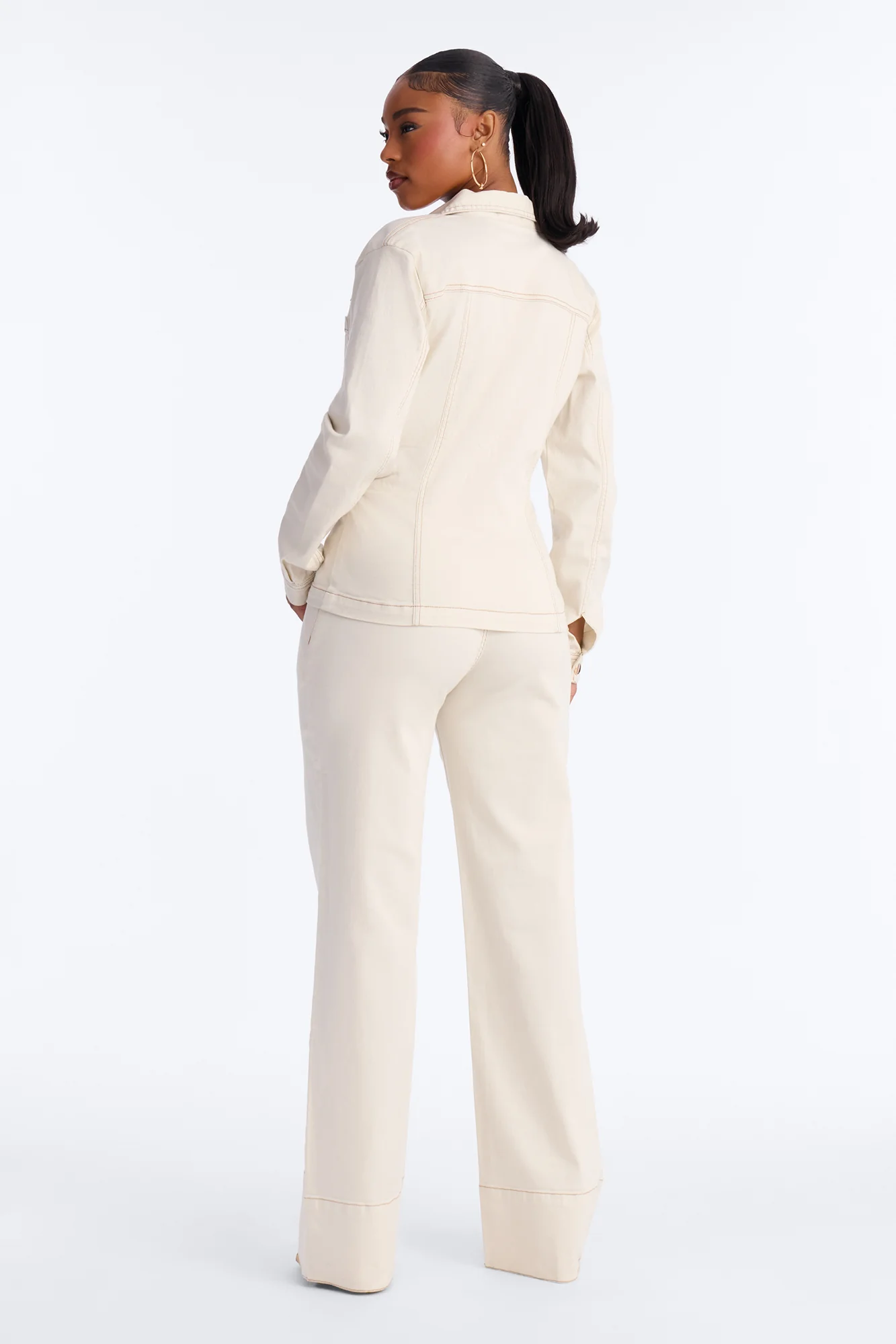 Kylie Denim Pant Set - White - Image 4