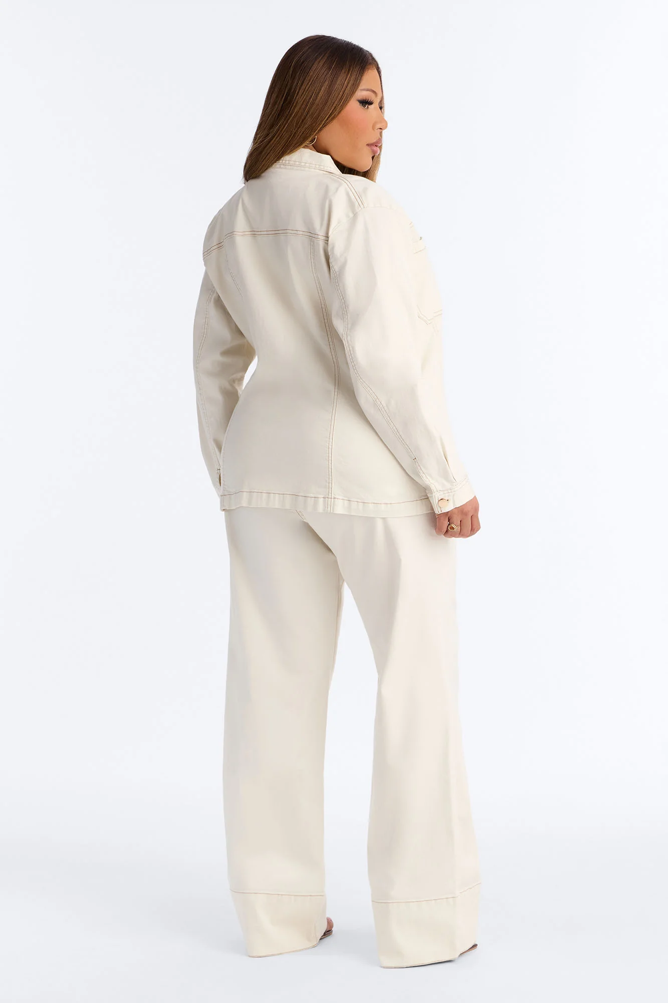 Kylie Denim Pant Set - White - Image 7