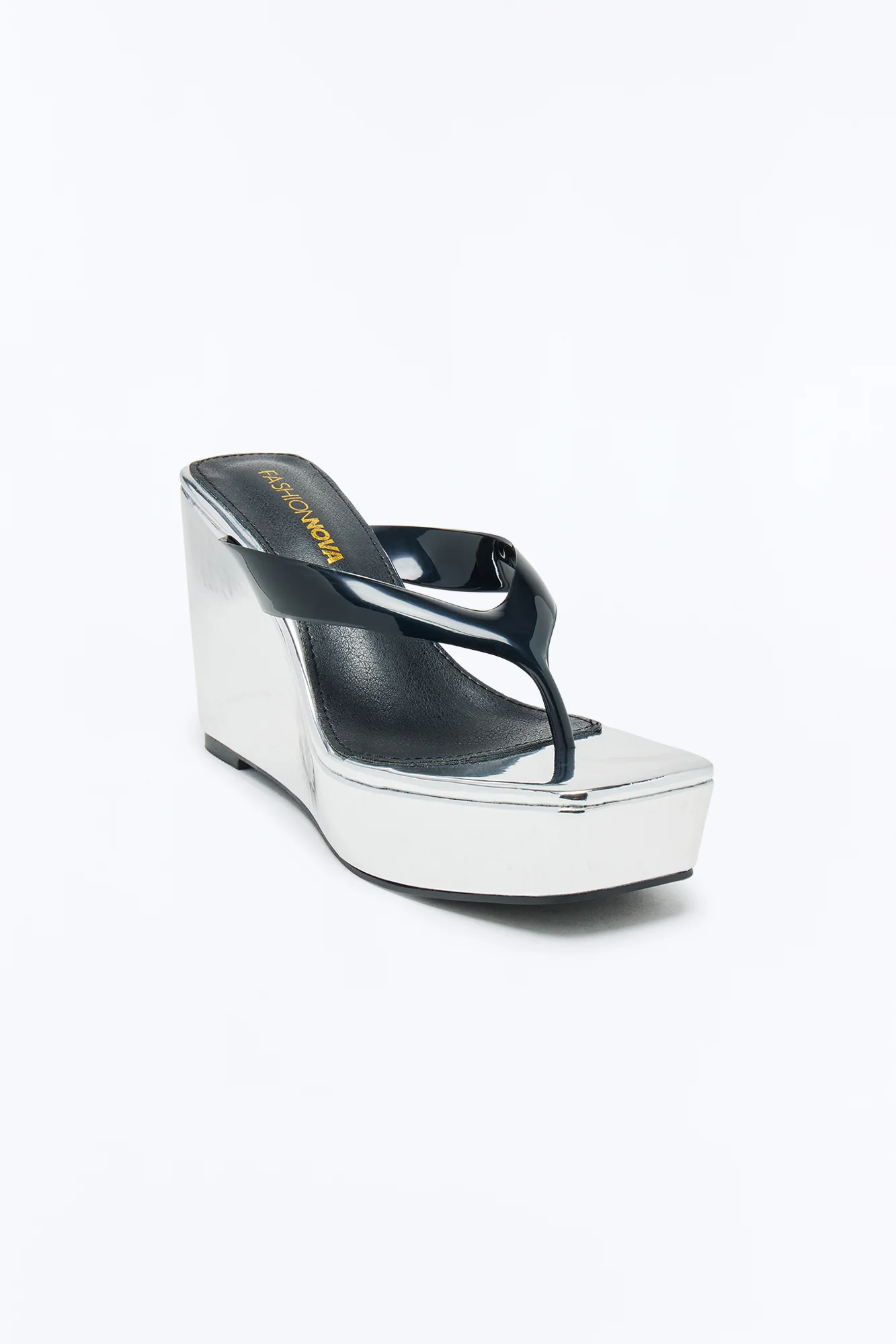 Kynn Patent Platform Thong Wedges - Black - Image 4