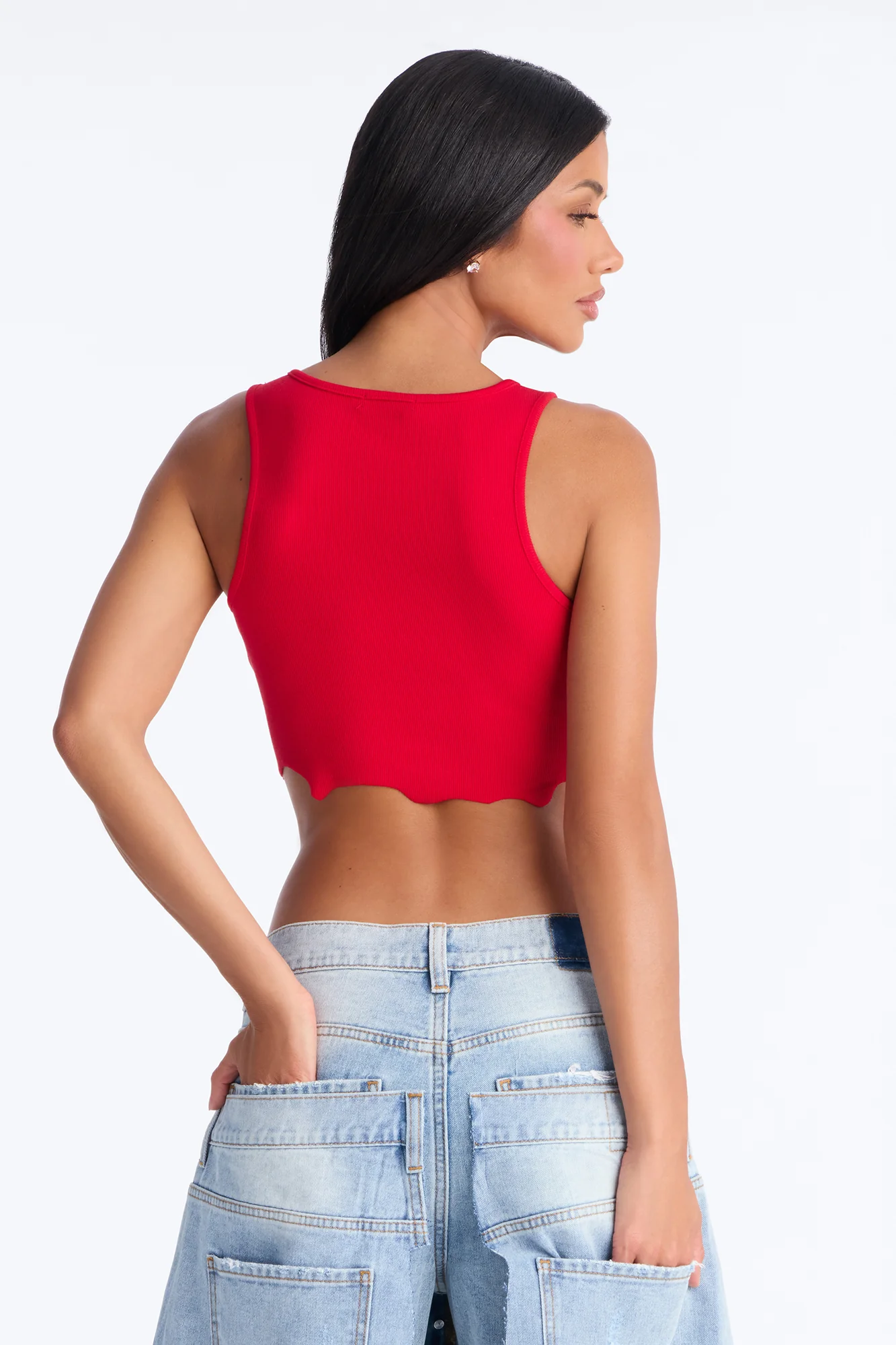 LA Chrome Distressed Tank - Red - Image 4