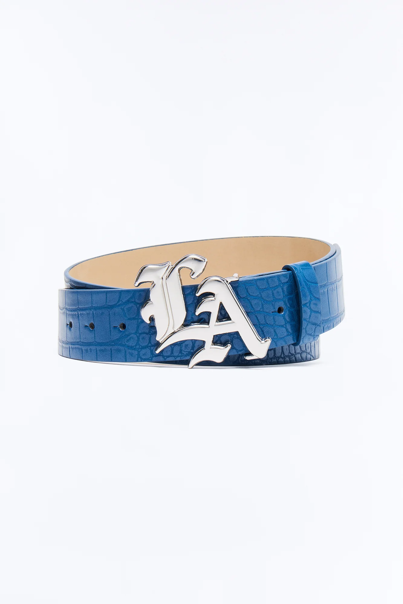 LA Embossed Faux Leather Belt - Navy/combo - Image 3