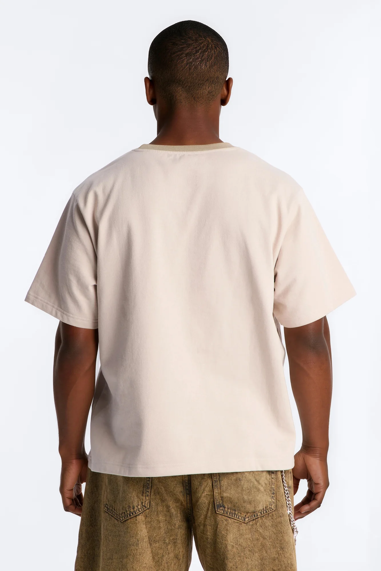 LA Embroidery Paneled Fleece Tee - Tan - Image 4