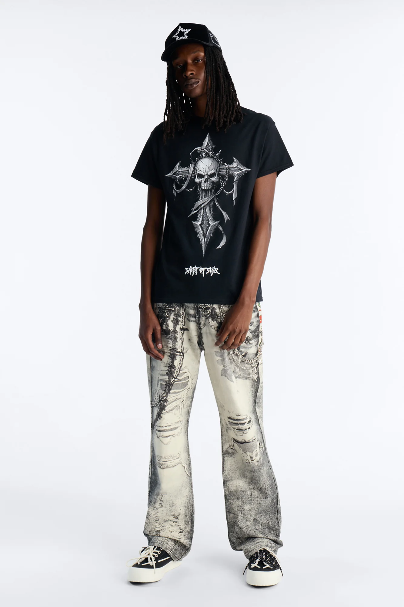 La Familia Cross And Skull Short Sleeve Tee - Black - Image 2
