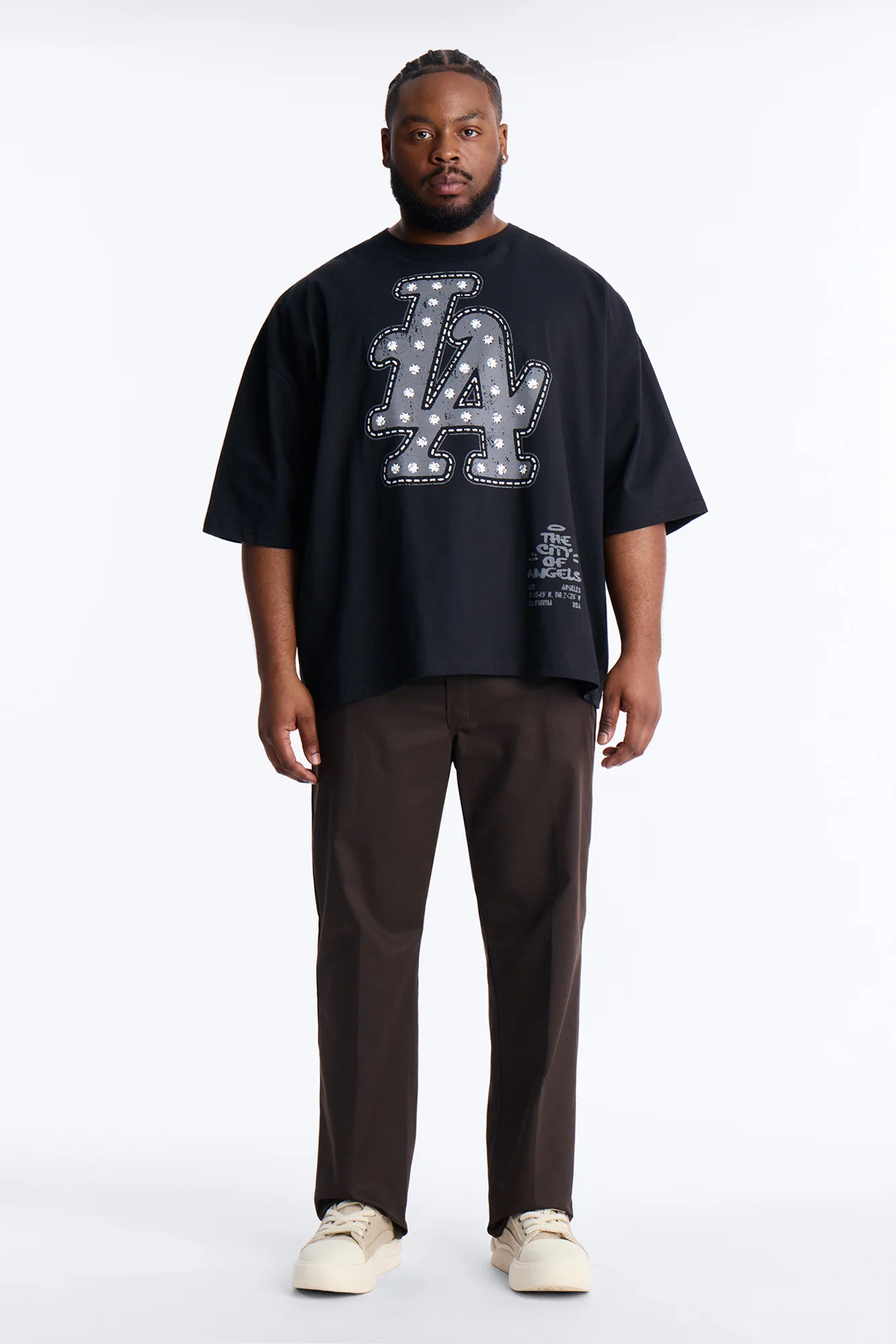 LA Hustle District Boxy Short Sleeve Tee - Black - Image 5