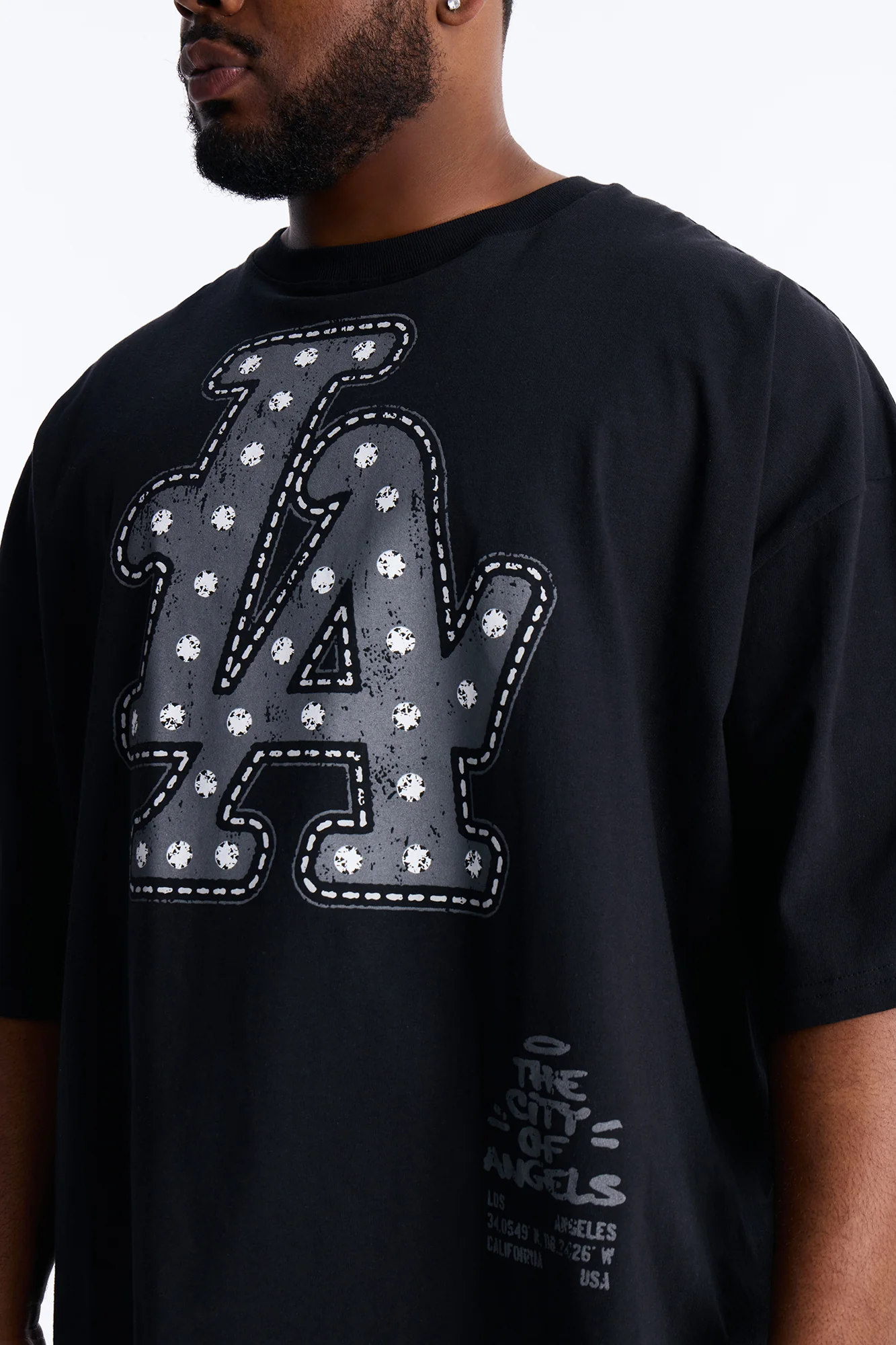 LA Hustle District Boxy Short Sleeve Tee - Black - Image 6