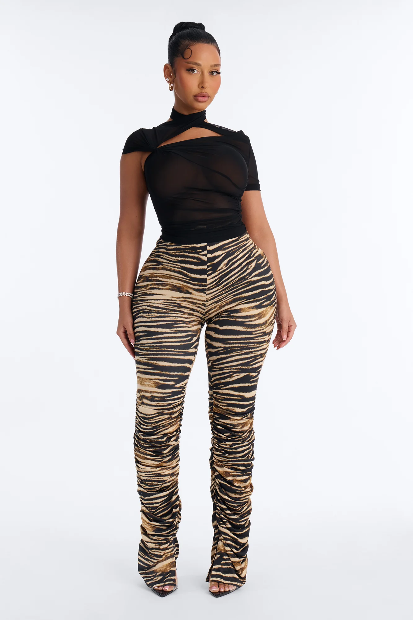 Labeled Luxe Stacked Skinny Pant - Tan/Multi
