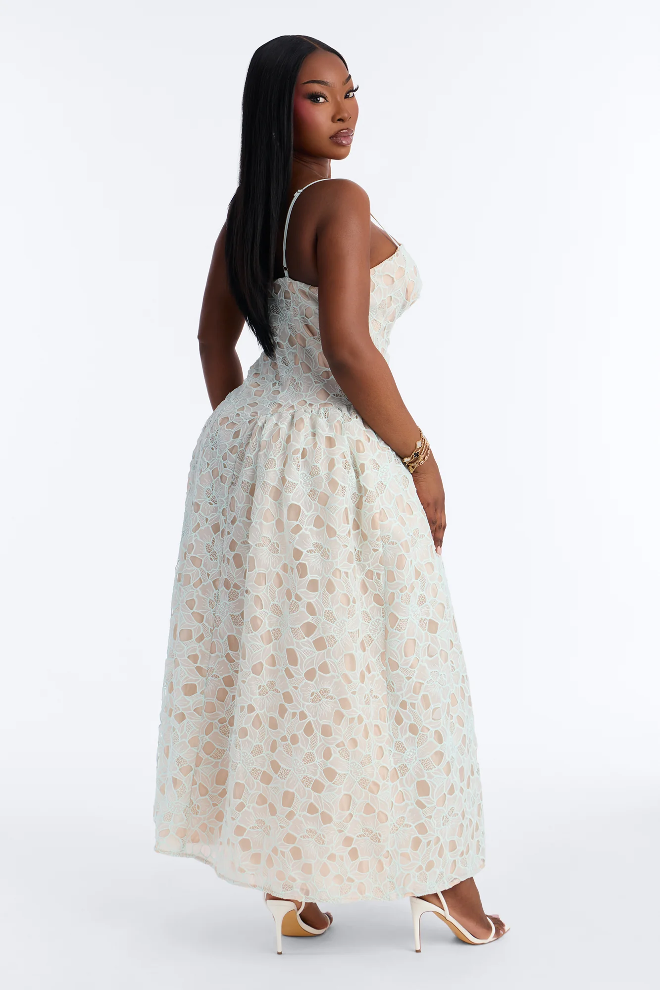 Lace Meadow Midi Dress - Light Blue - Image 8