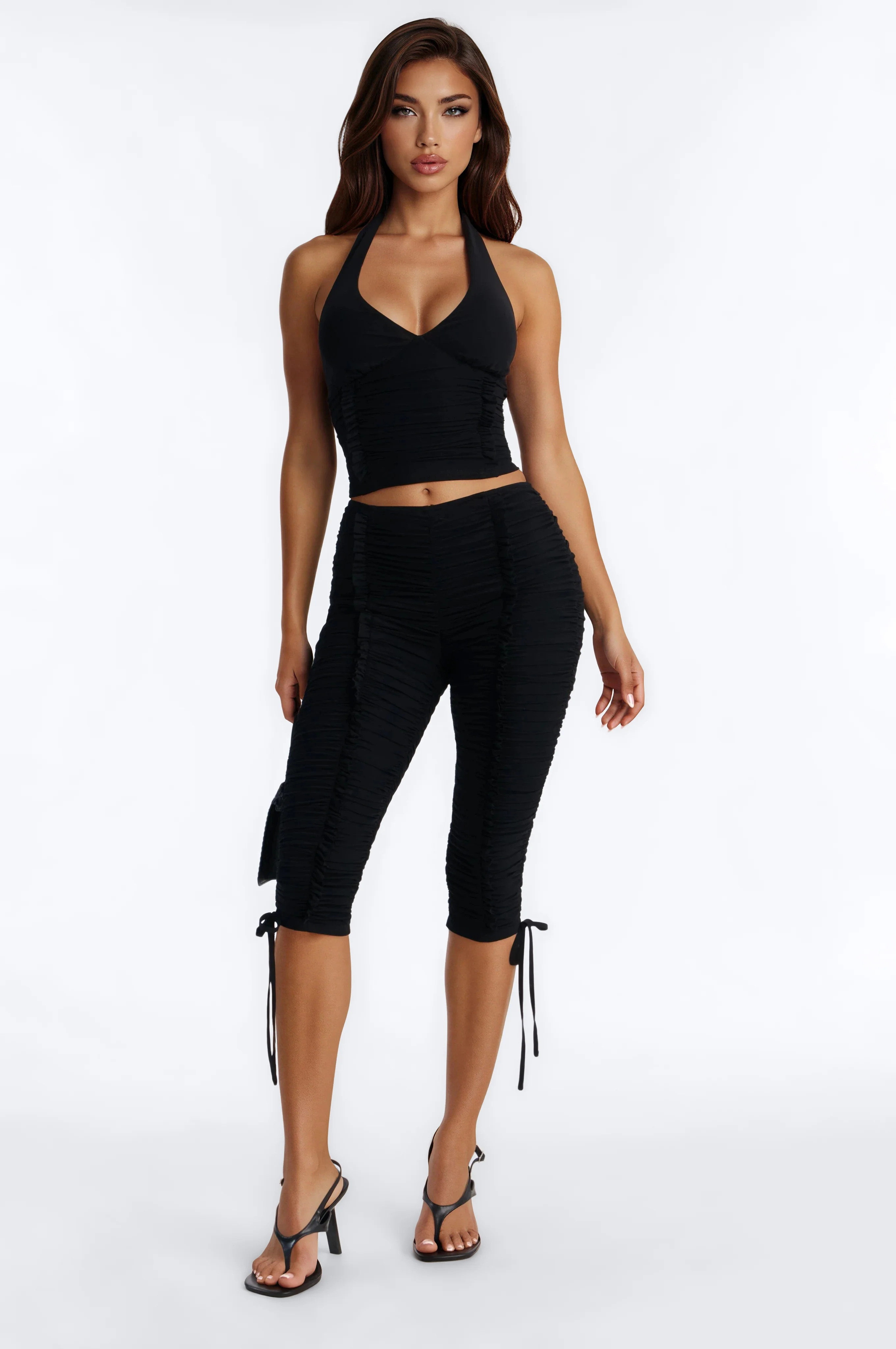 Laced With Love Mesh Capri Set - Black
