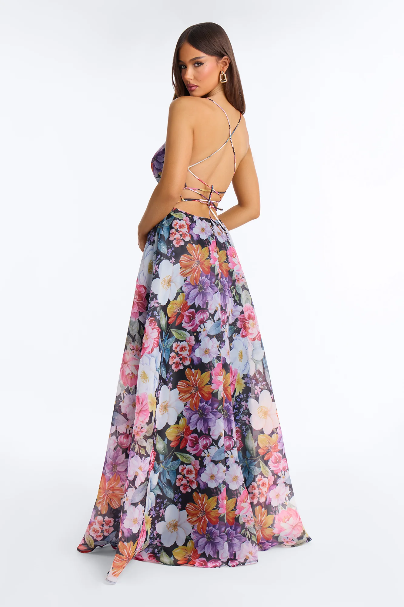 Lacey Floral Organza Gown - Black/combo - Image 4